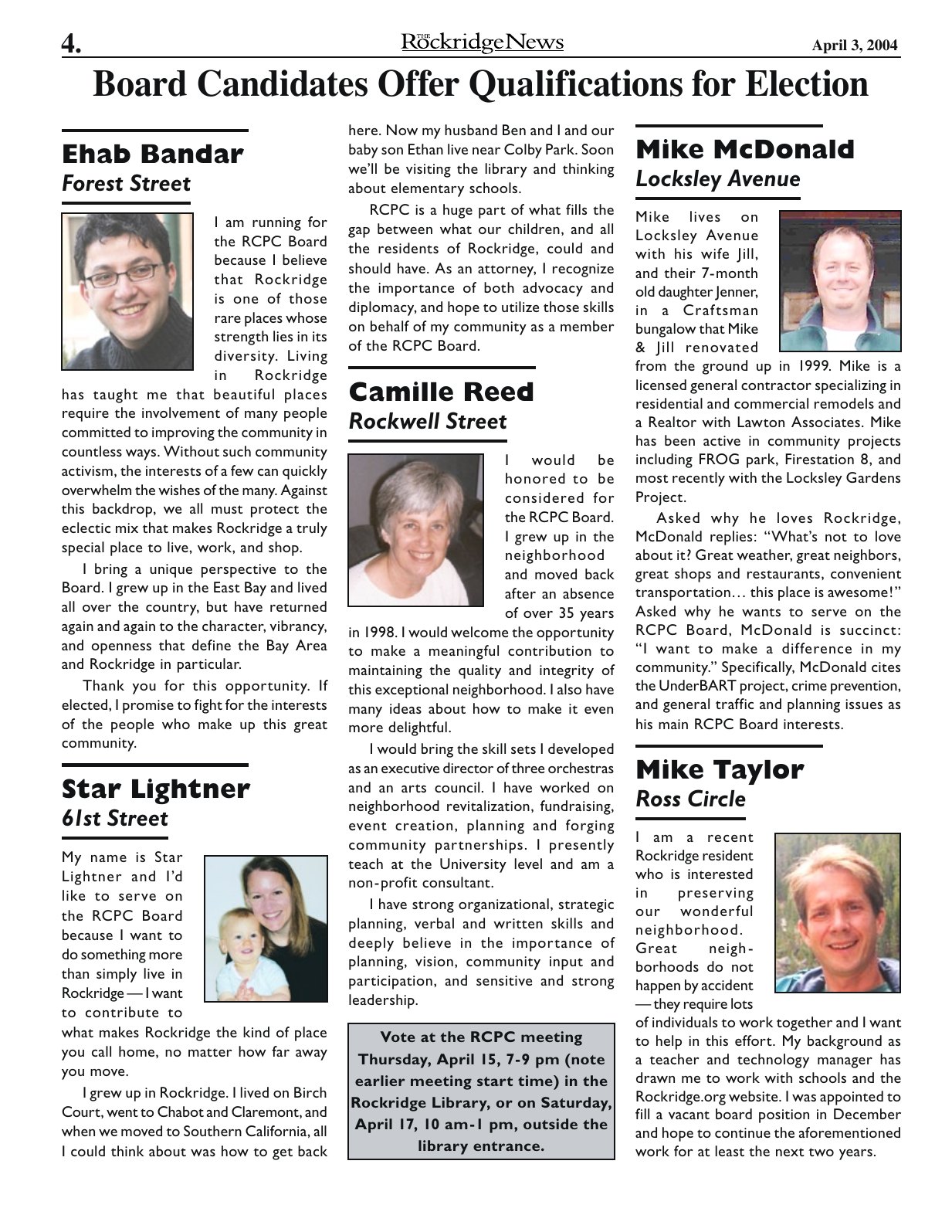 Click to zoom in The Rockridge News, April 2004, page 4
