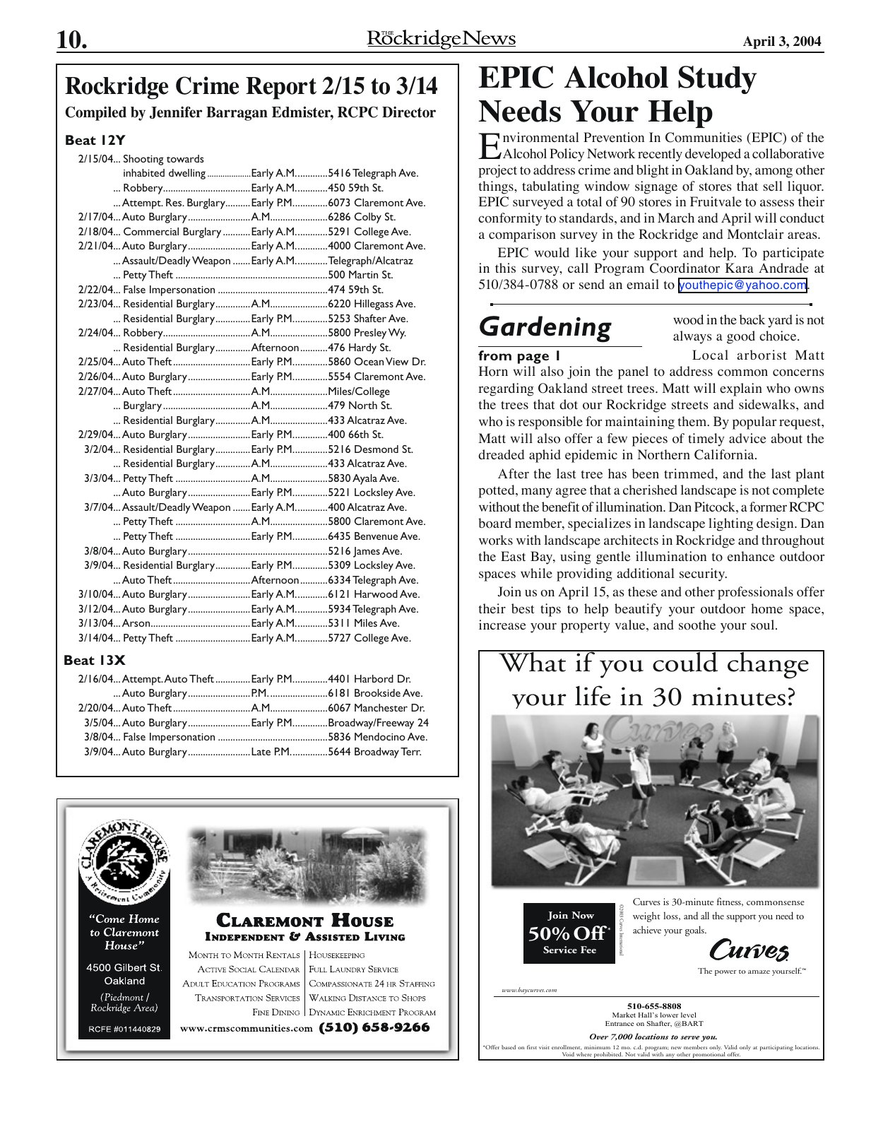 Click to zoom in The Rockridge News, April 2004, page 10