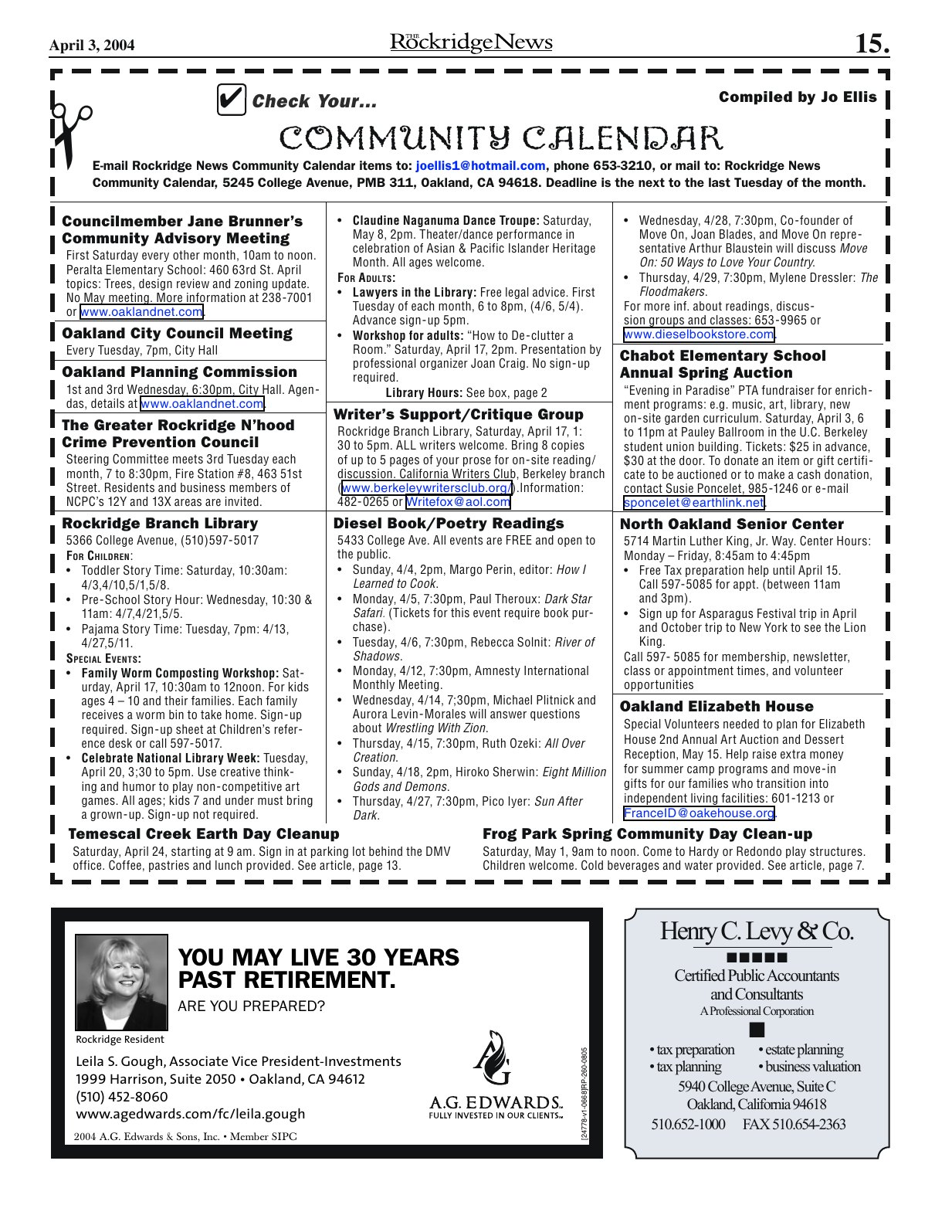 Click to zoom in The Rockridge News, April 2004, page 15