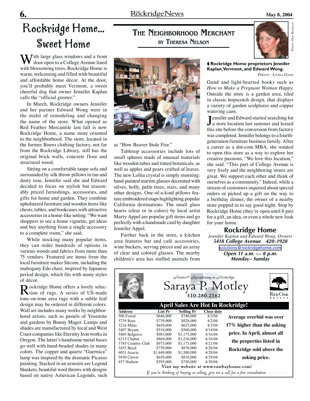 Click to zoom in The Rockridge News, May 2004, page 6