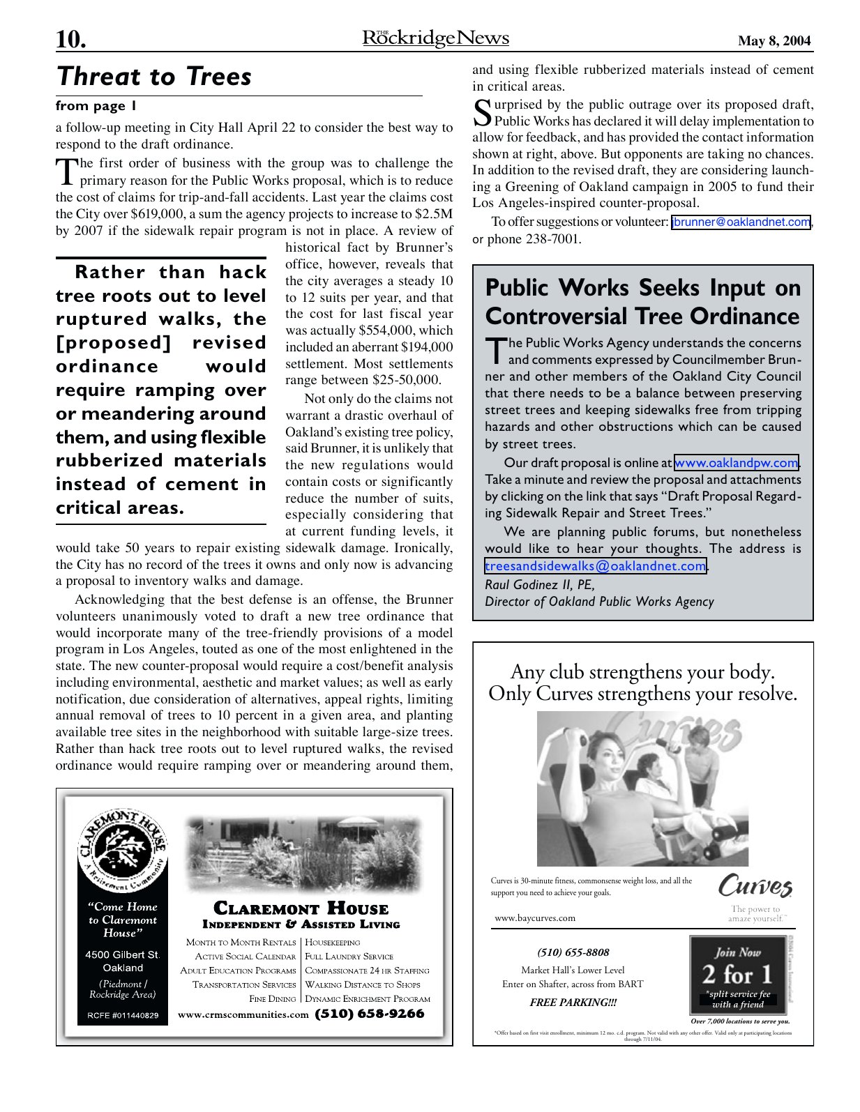 Click to zoom in The Rockridge News, May 2004, page 10