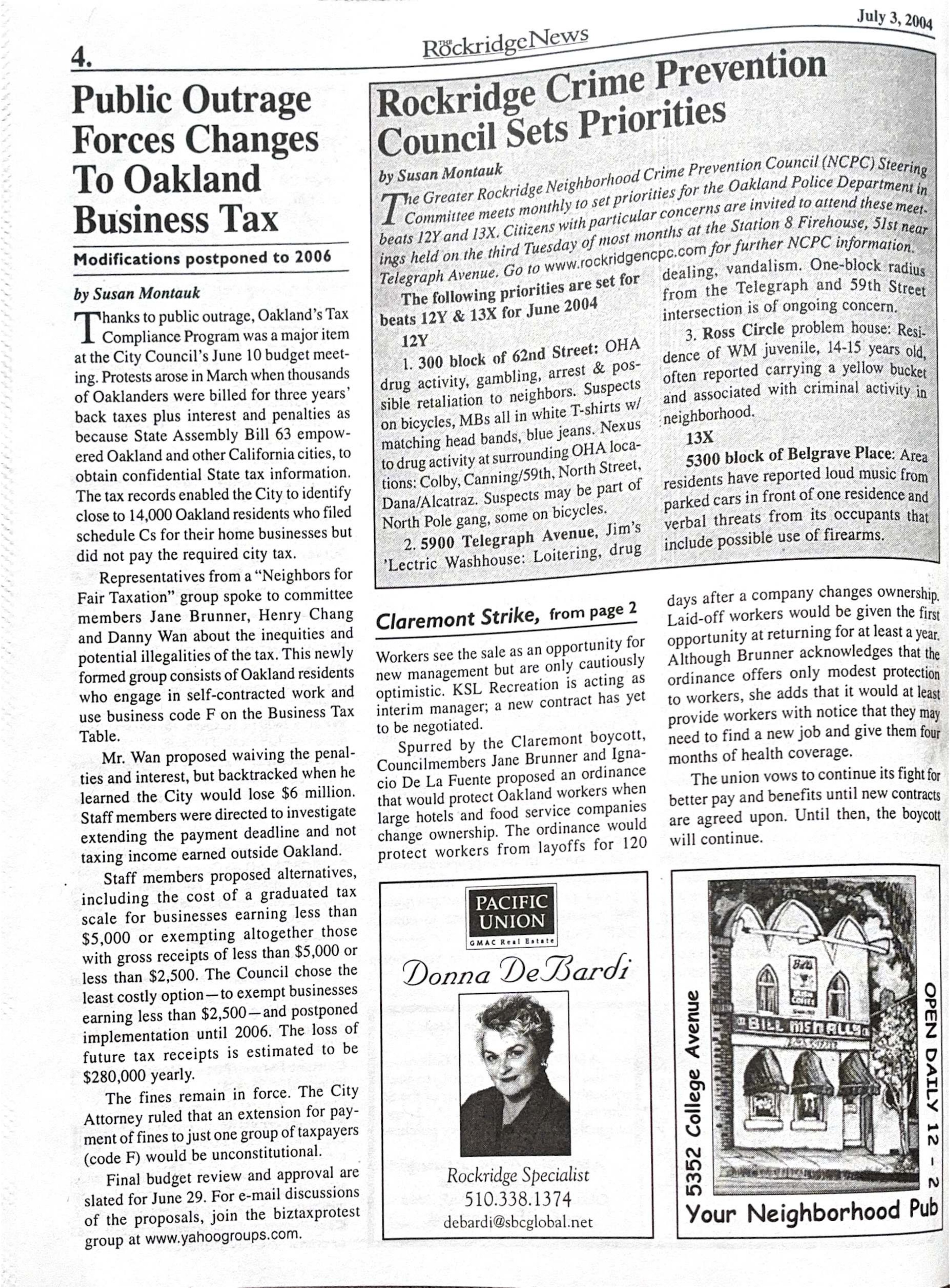 Click to zoom in The Rockridge News, June 2004, page 4