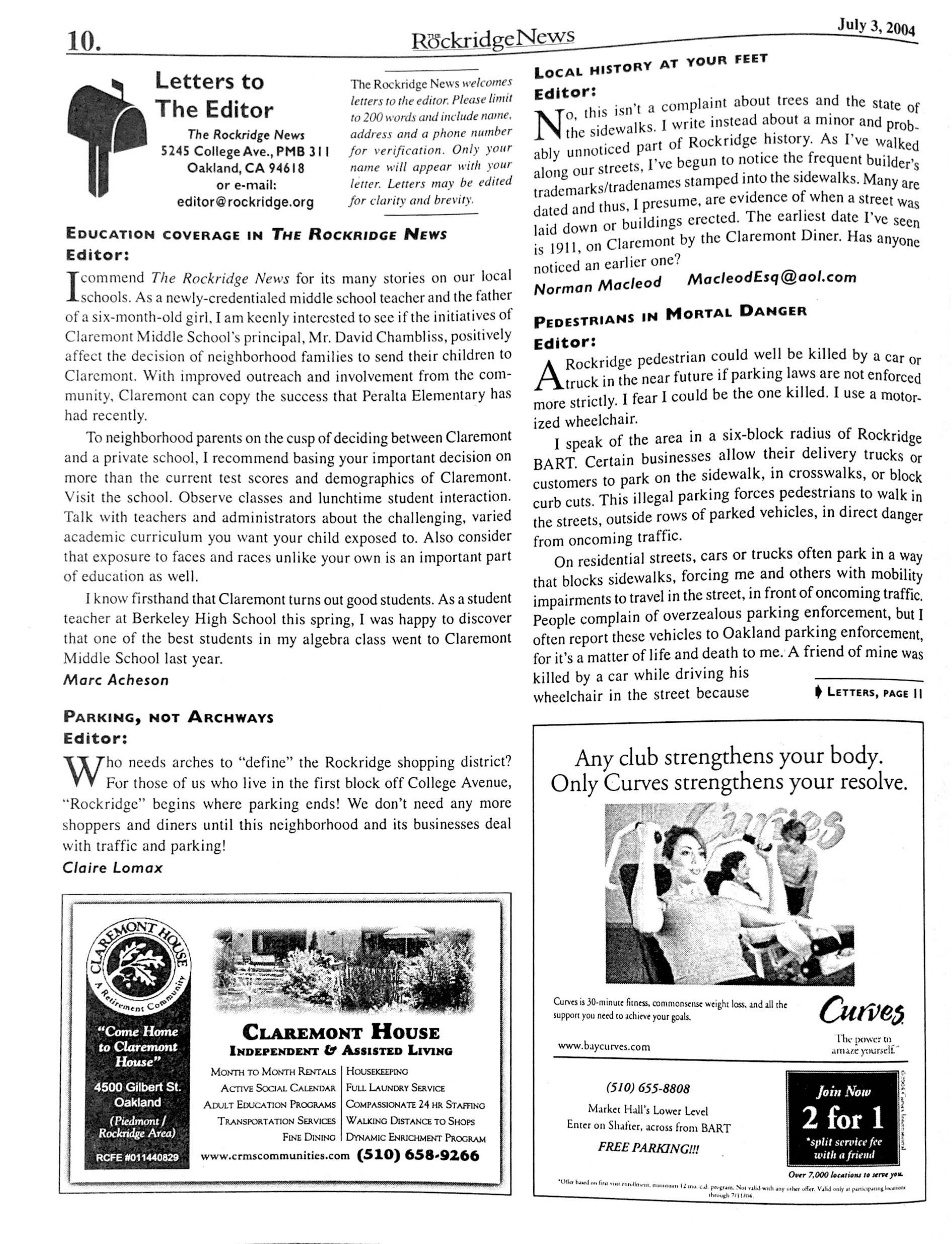 Click to zoom in The Rockridge News, June 2004, page 10
