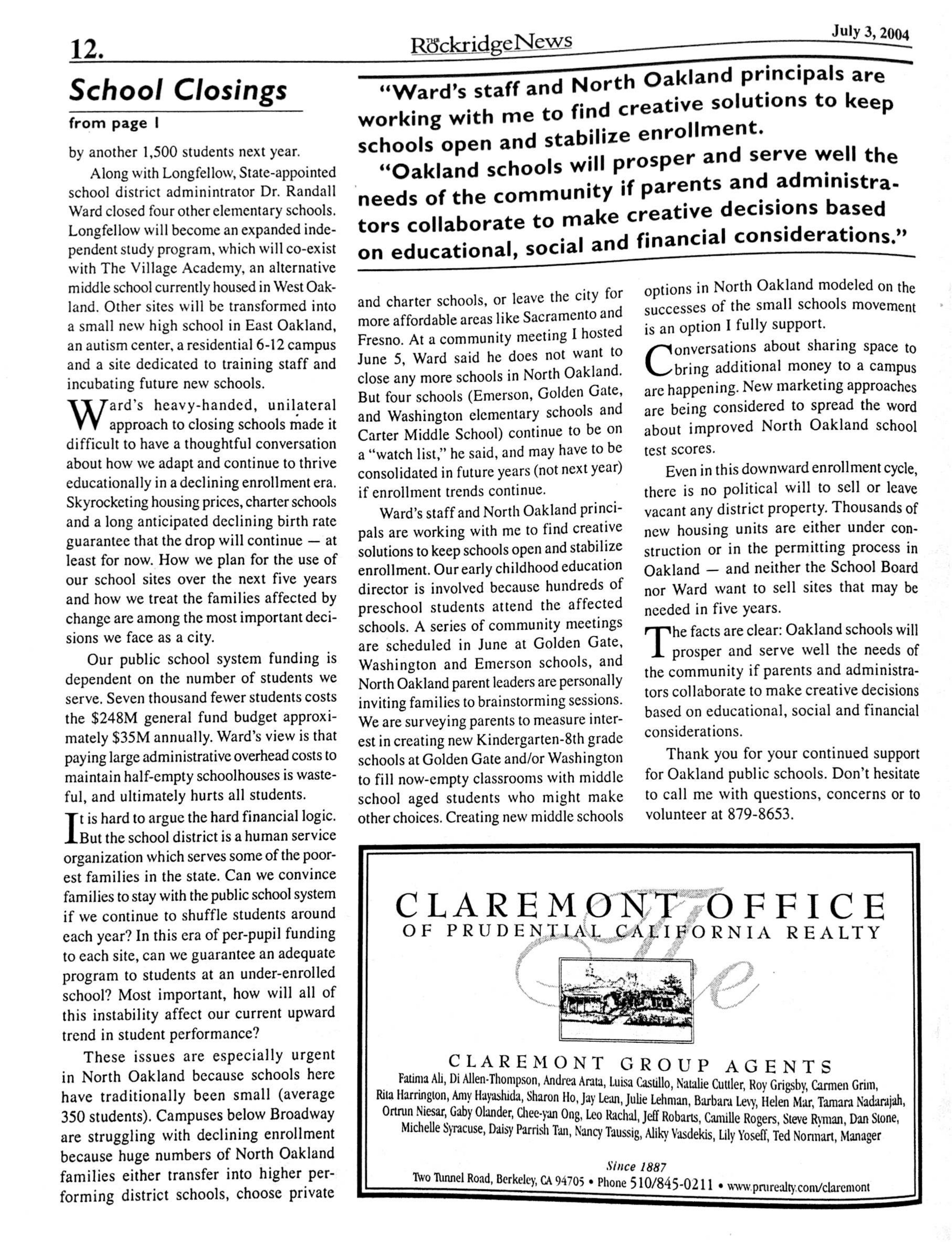 The Rockridge News, June 2004, page 12