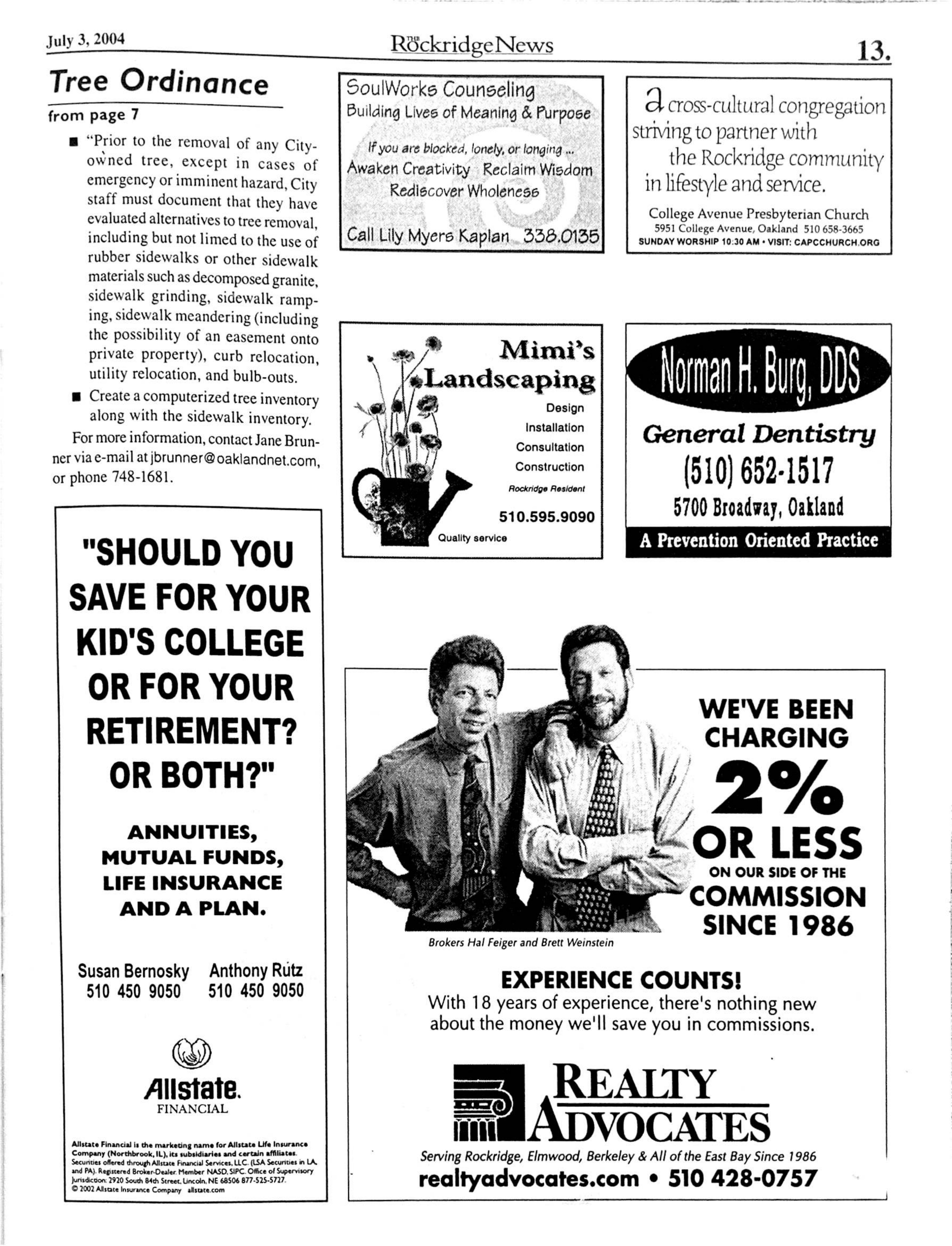 Click to zoom in The Rockridge News, June 2004, page 13