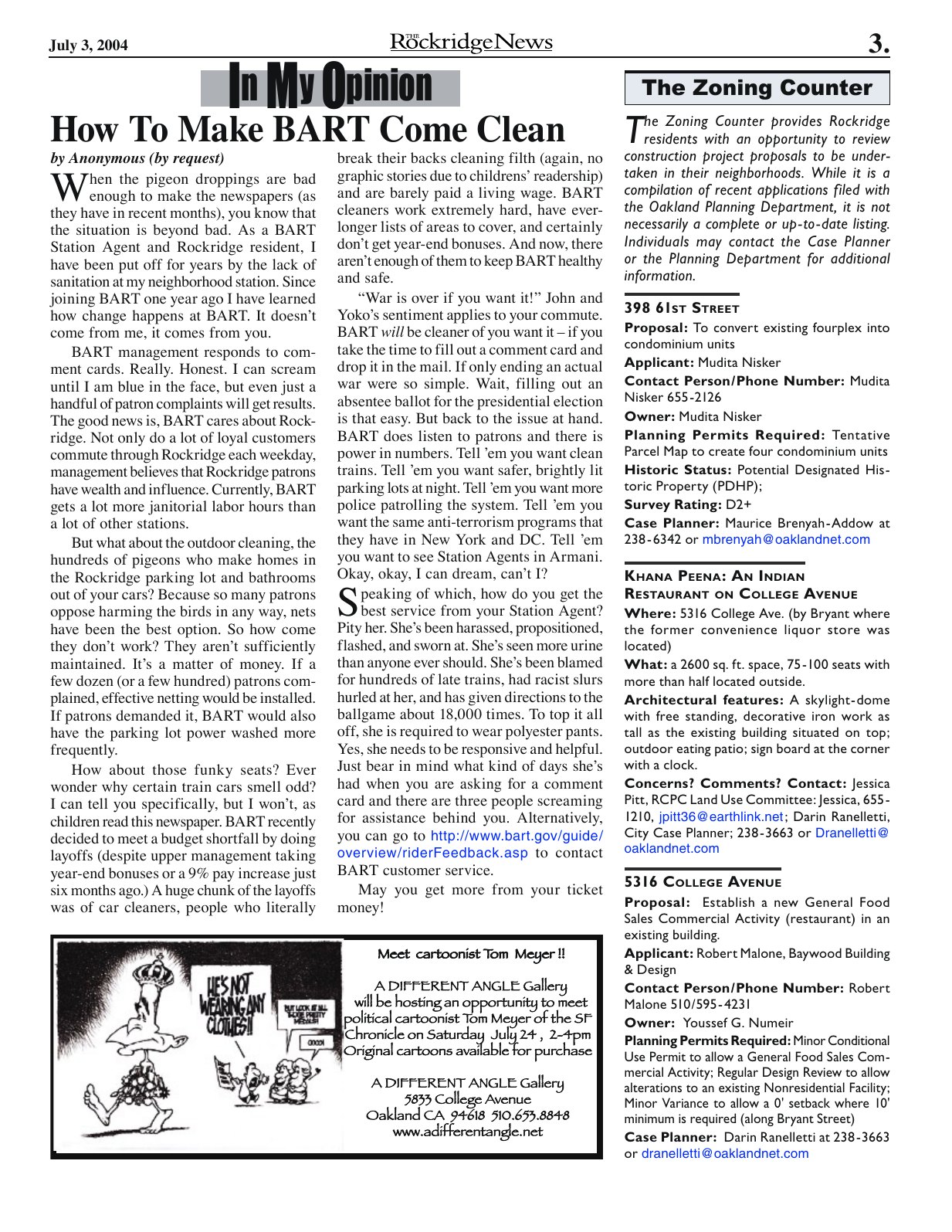Click to zoom in The Rockridge News, July 2004, page 3