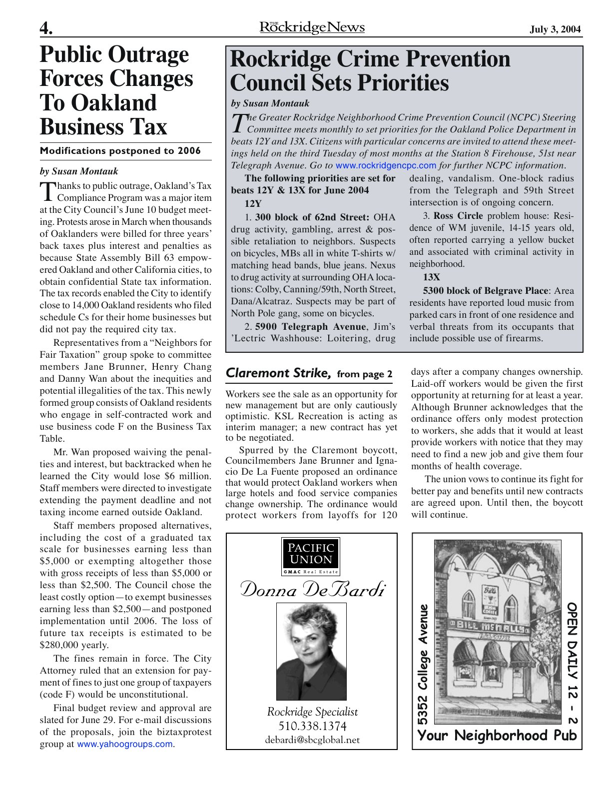 Click to zoom in The Rockridge News, July 2004, page 4