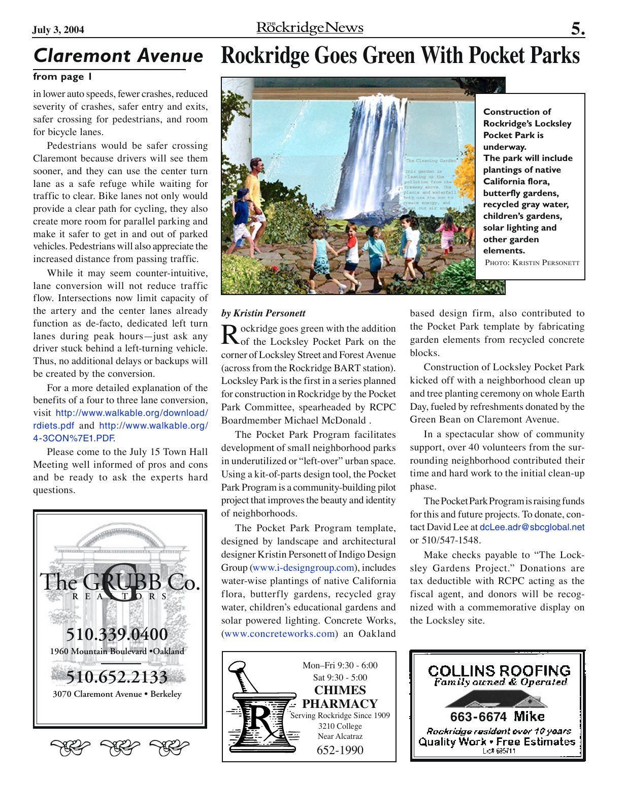Click to zoom in The Rockridge News, July 2004, page 5
