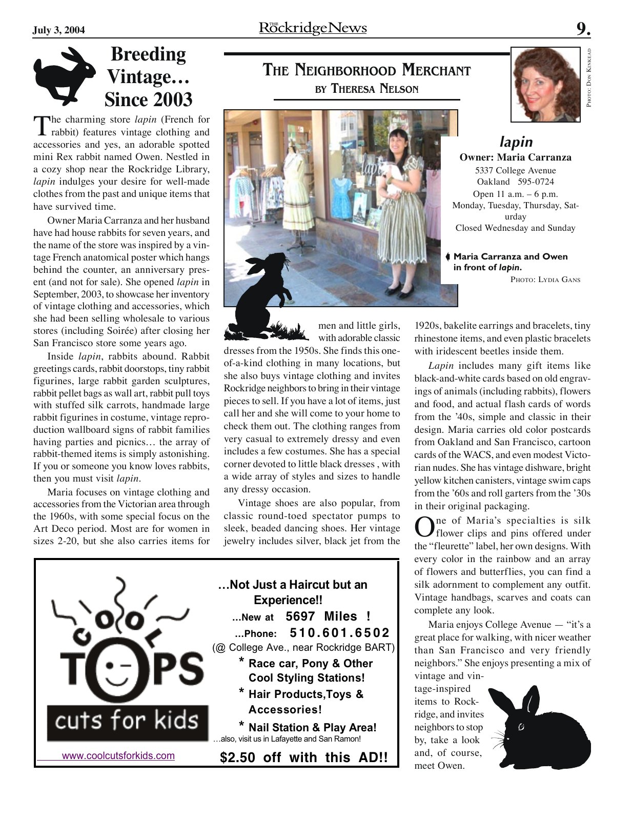 Click to zoom in The Rockridge News, July 2004, page 9