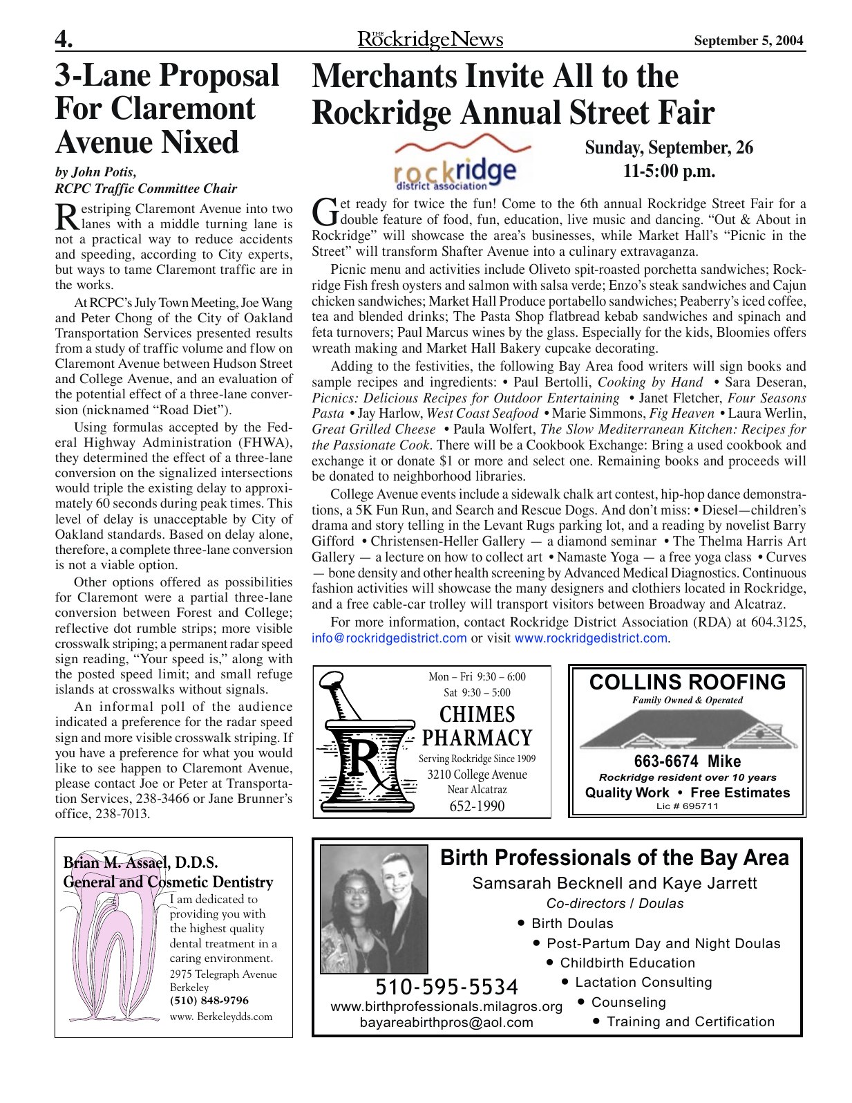 Click to zoom in The Rockridge News, September 2004, page 4