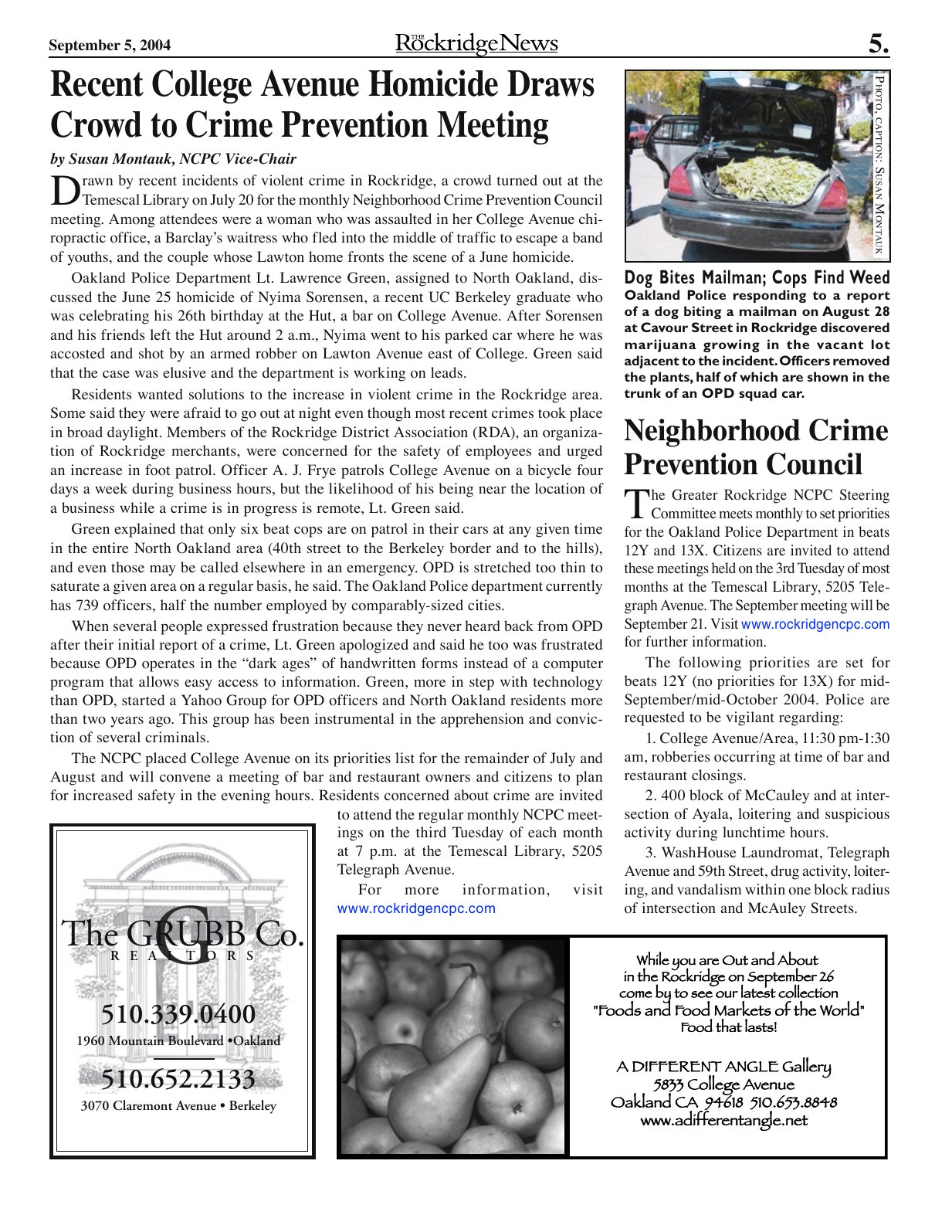 Click to zoom in The Rockridge News, September 2004, page 5