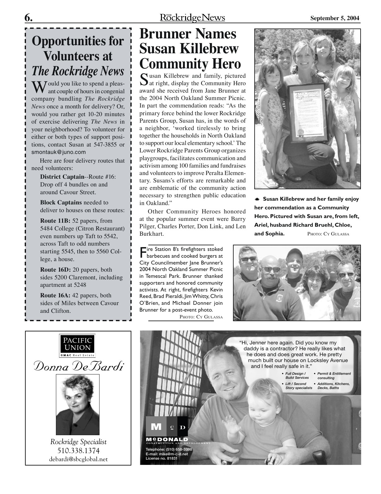 Click to zoom in The Rockridge News, September 2004, page 6