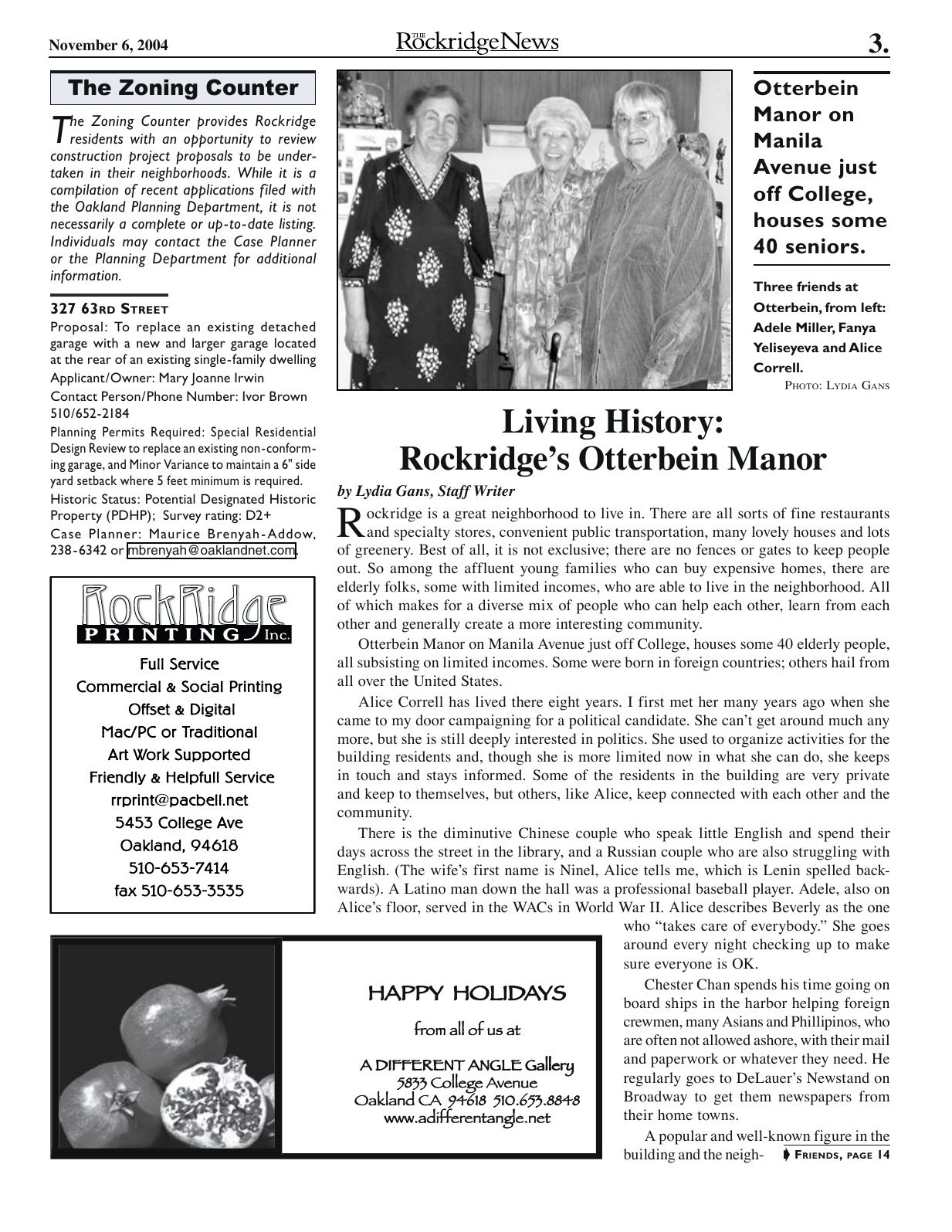 The Rockridge News, November 2004, page 3