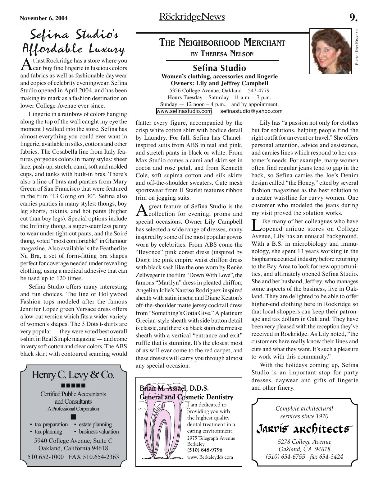 Click to zoom in The Rockridge News, November 2004, page 9