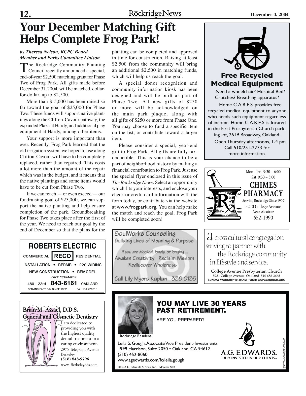 The Rockridge News, December 2004, page 12