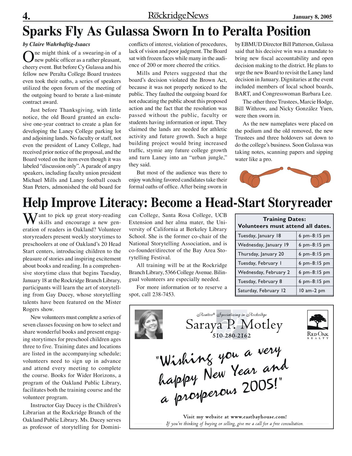 The Rockridge News, January 2005, page 4