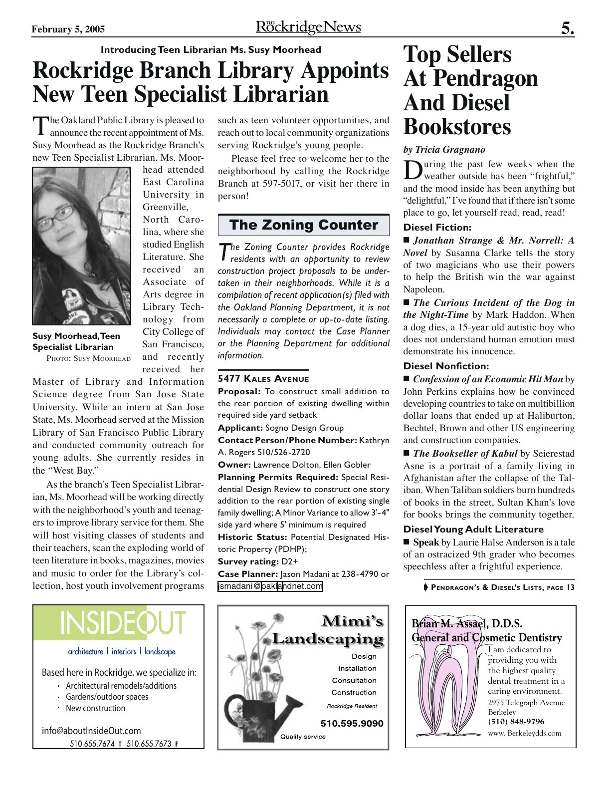 Click to zoom in The Rockridge News, February 2005, page 5