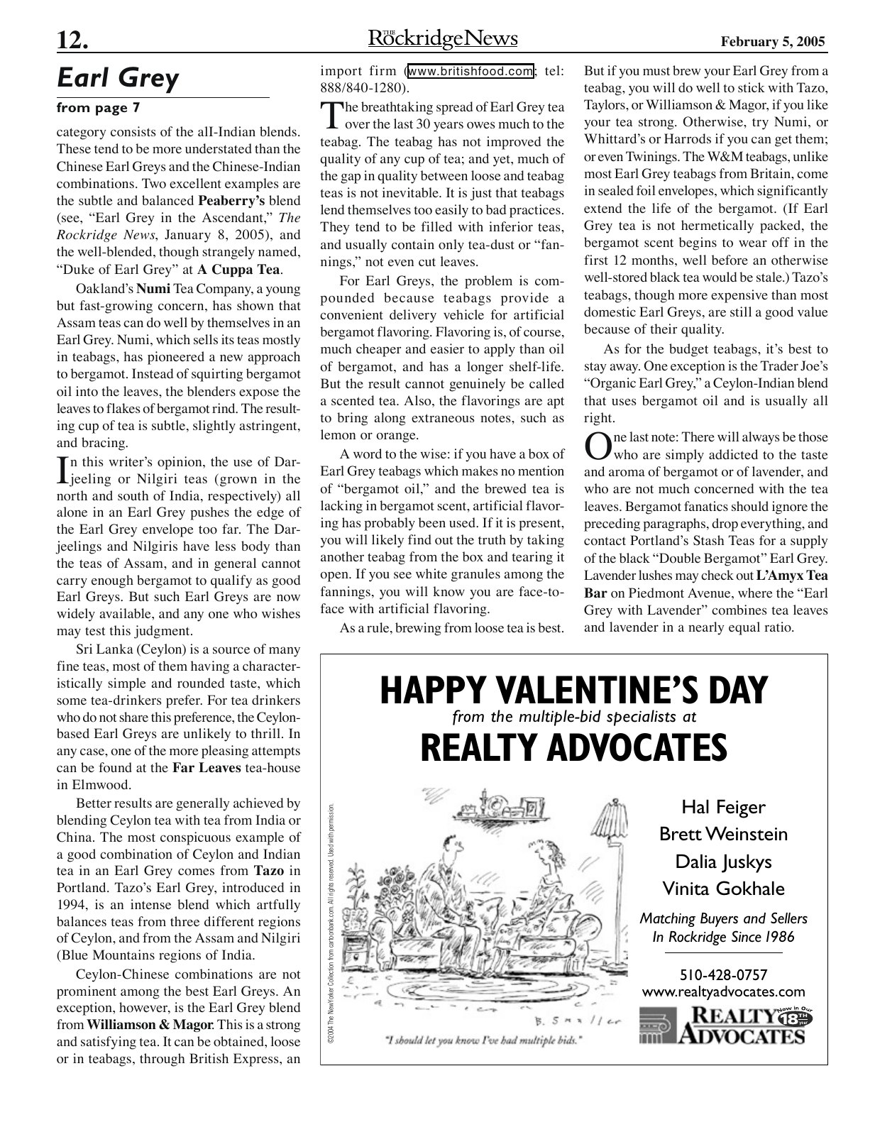 Click to zoom in The Rockridge News, February 2005, page 12