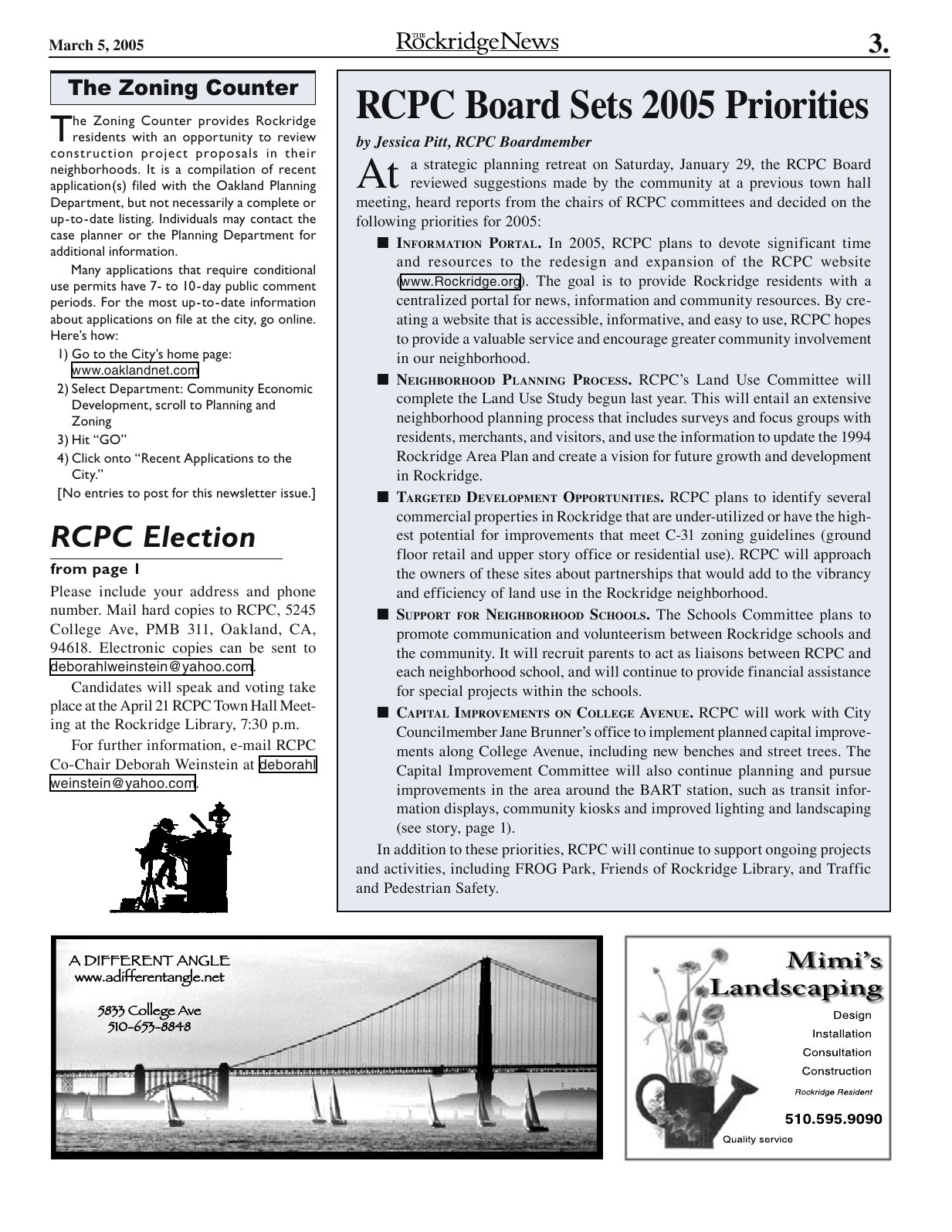 The Rockridge News, March 2005, page 3