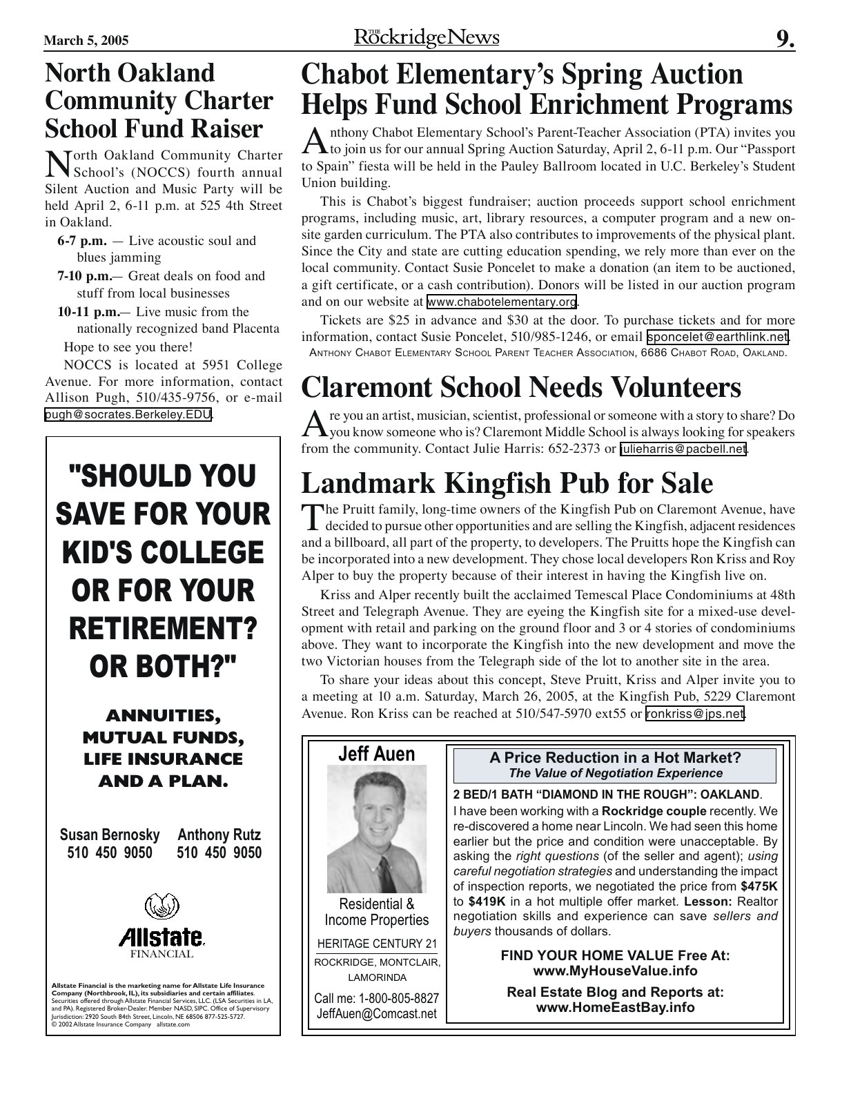 Click to zoom in The Rockridge News, March 2005, page 9