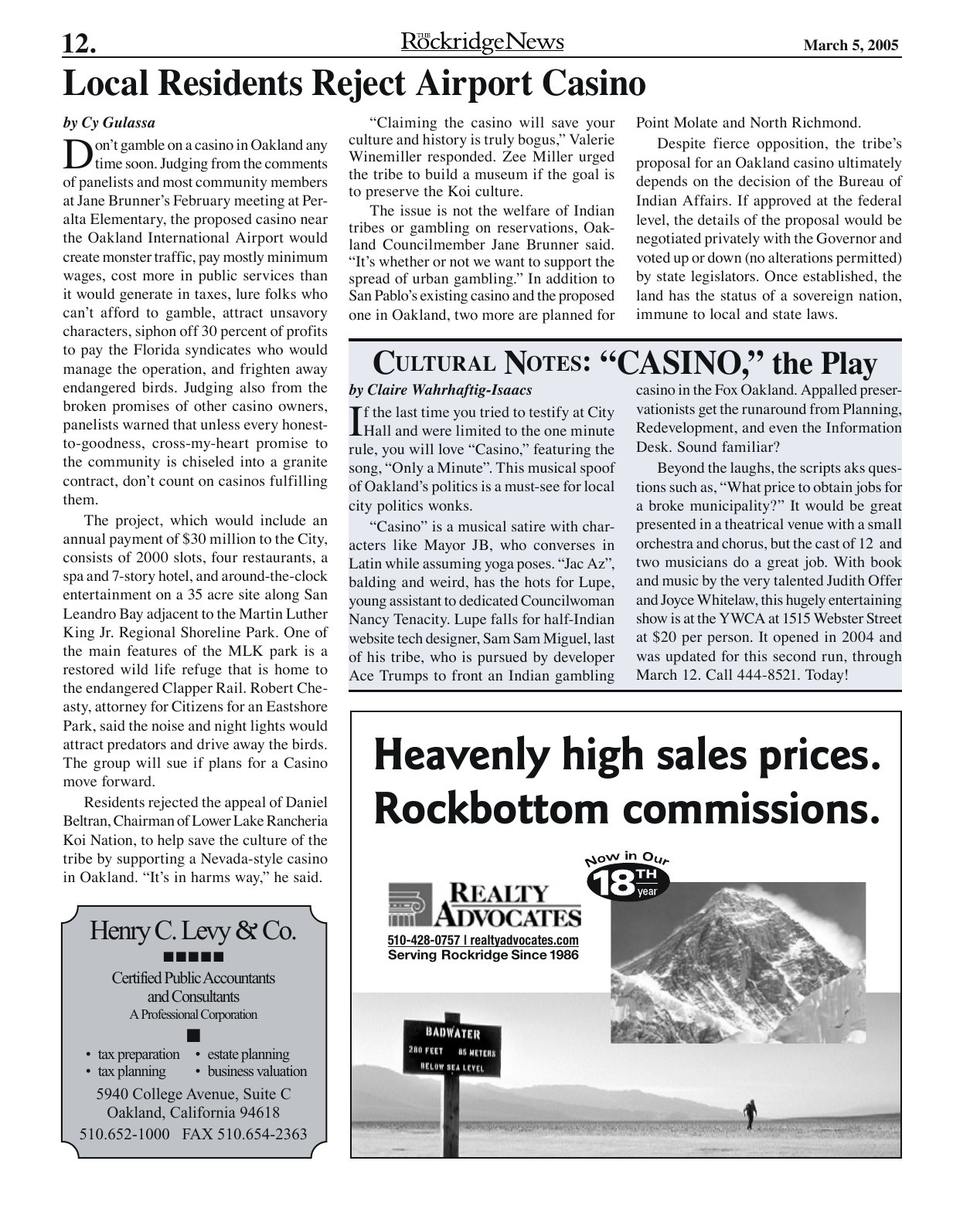 Click to zoom in The Rockridge News, March 2005, page 12