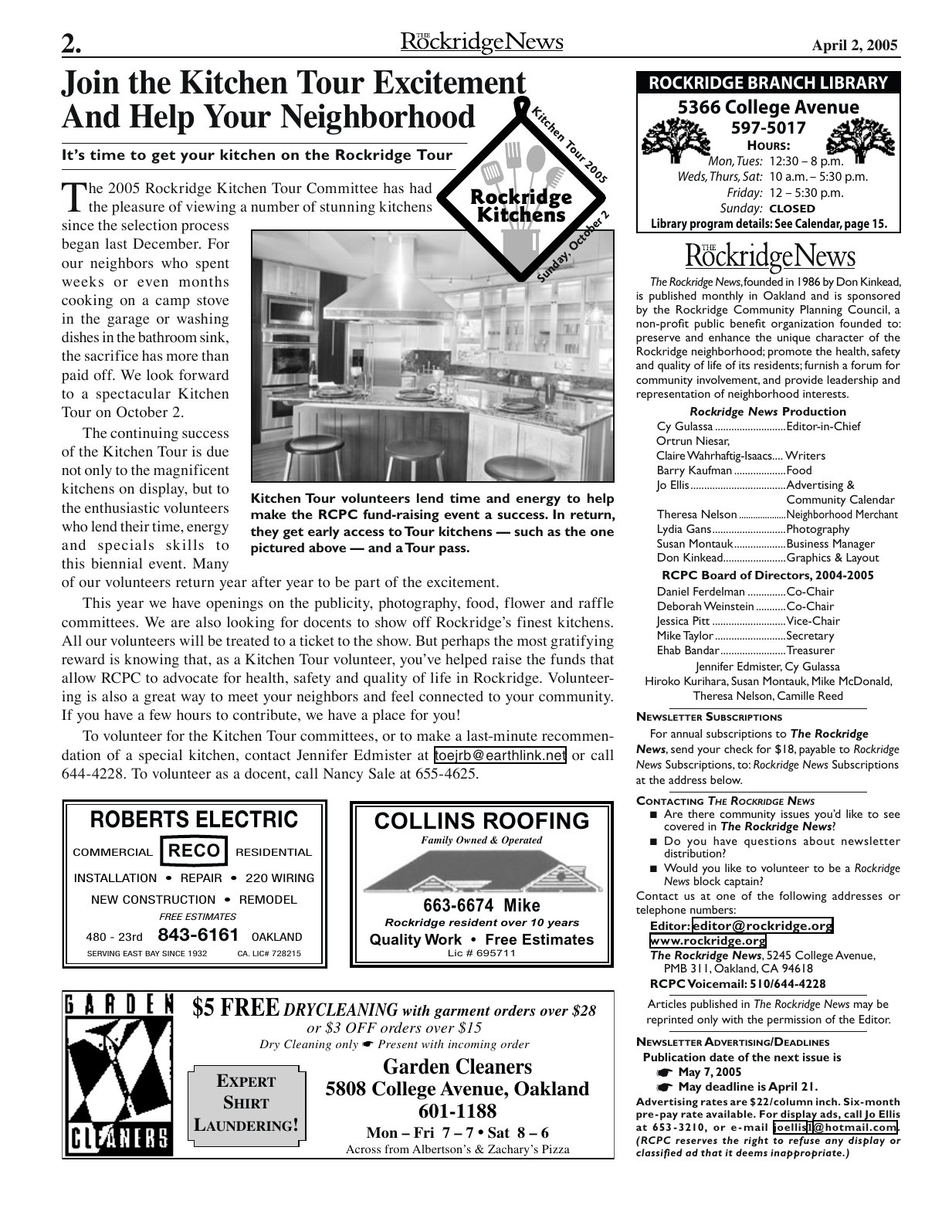 Click to zoom in The Rockridge News, April 2005, page 2