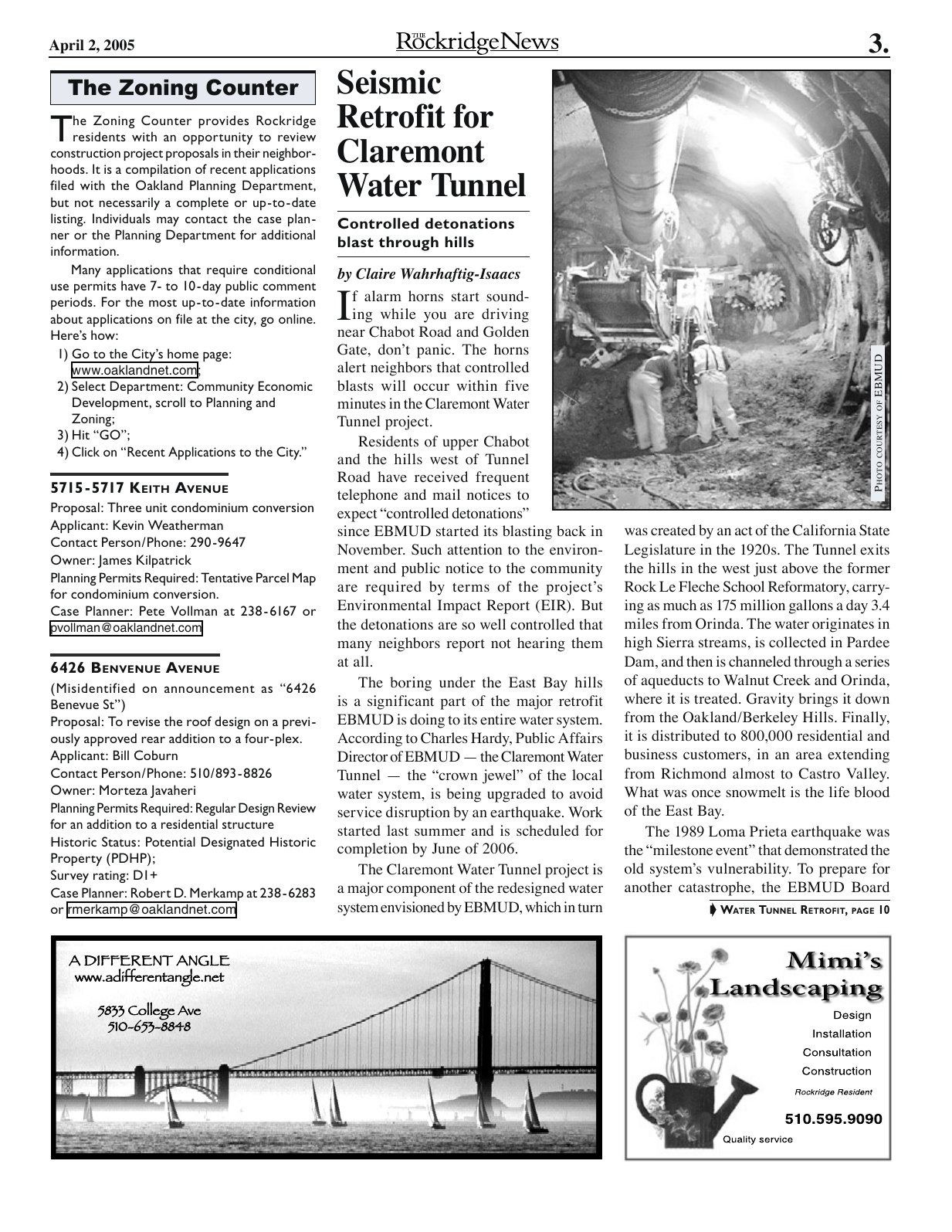 Click to zoom in The Rockridge News, April 2005, page 3