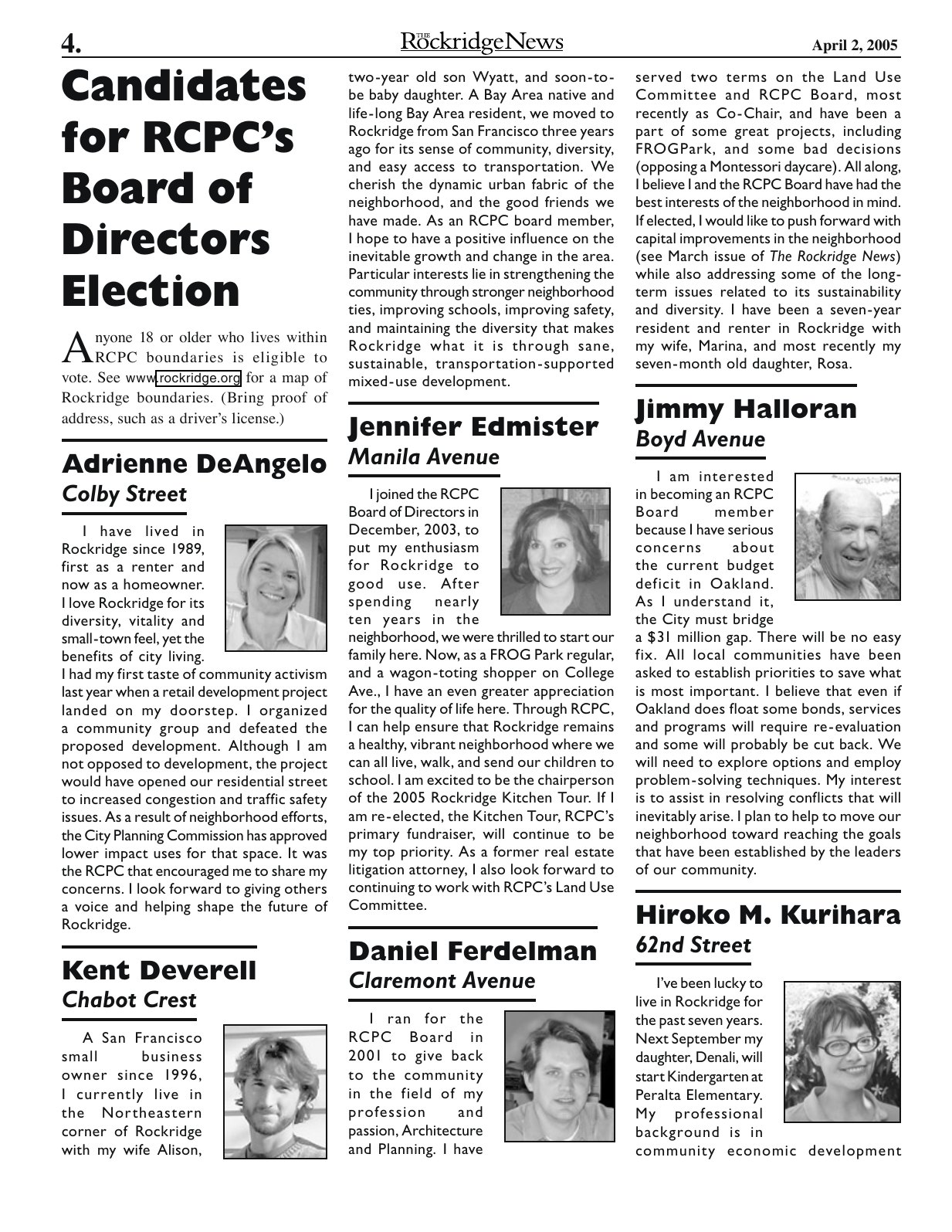 Click to zoom in The Rockridge News, April 2005, page 4