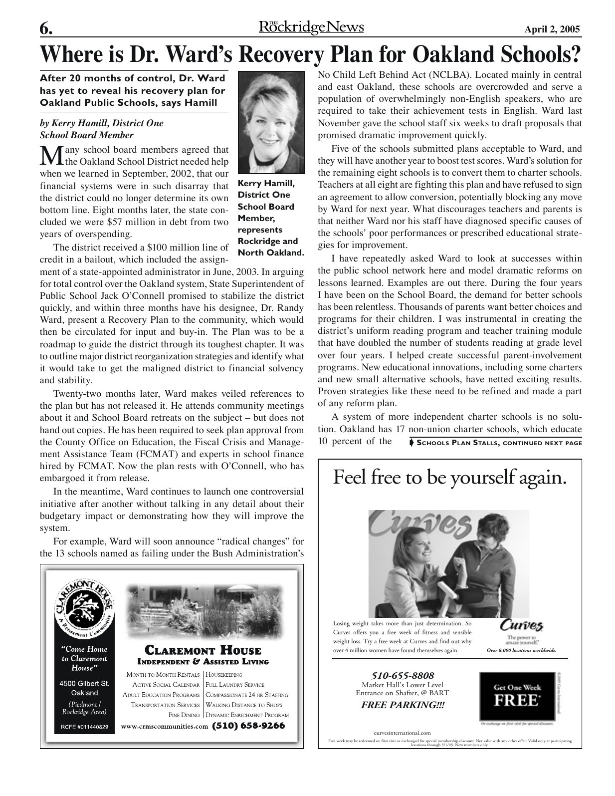 Click to zoom in The Rockridge News, April 2005, page 6