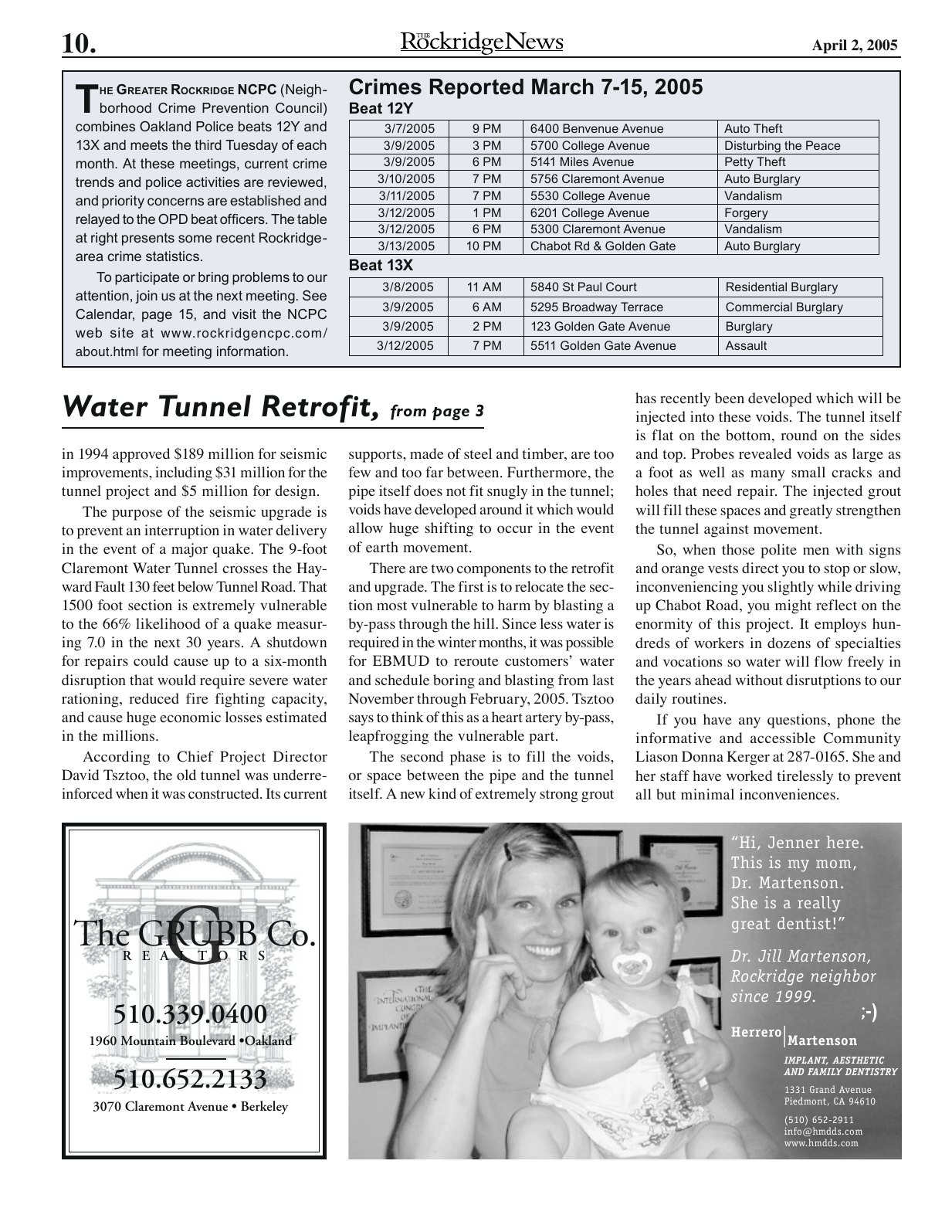 Click to zoom in The Rockridge News, April 2005, page 10