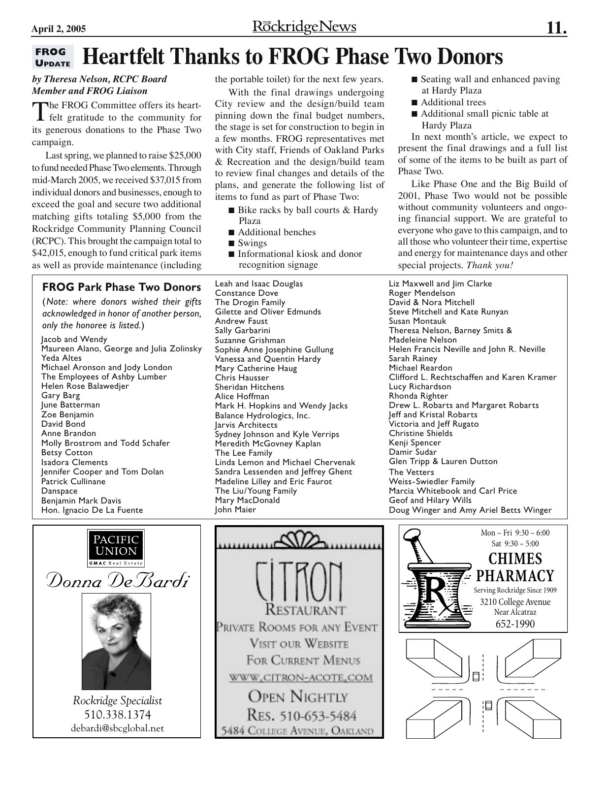 Click to zoom in The Rockridge News, April 2005, page 11