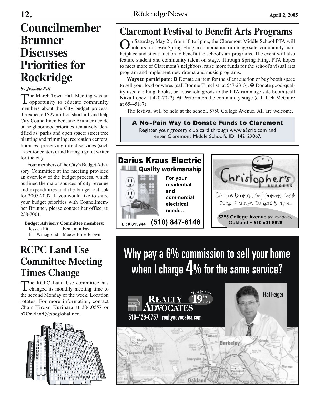 Click to zoom in The Rockridge News, April 2005, page 12