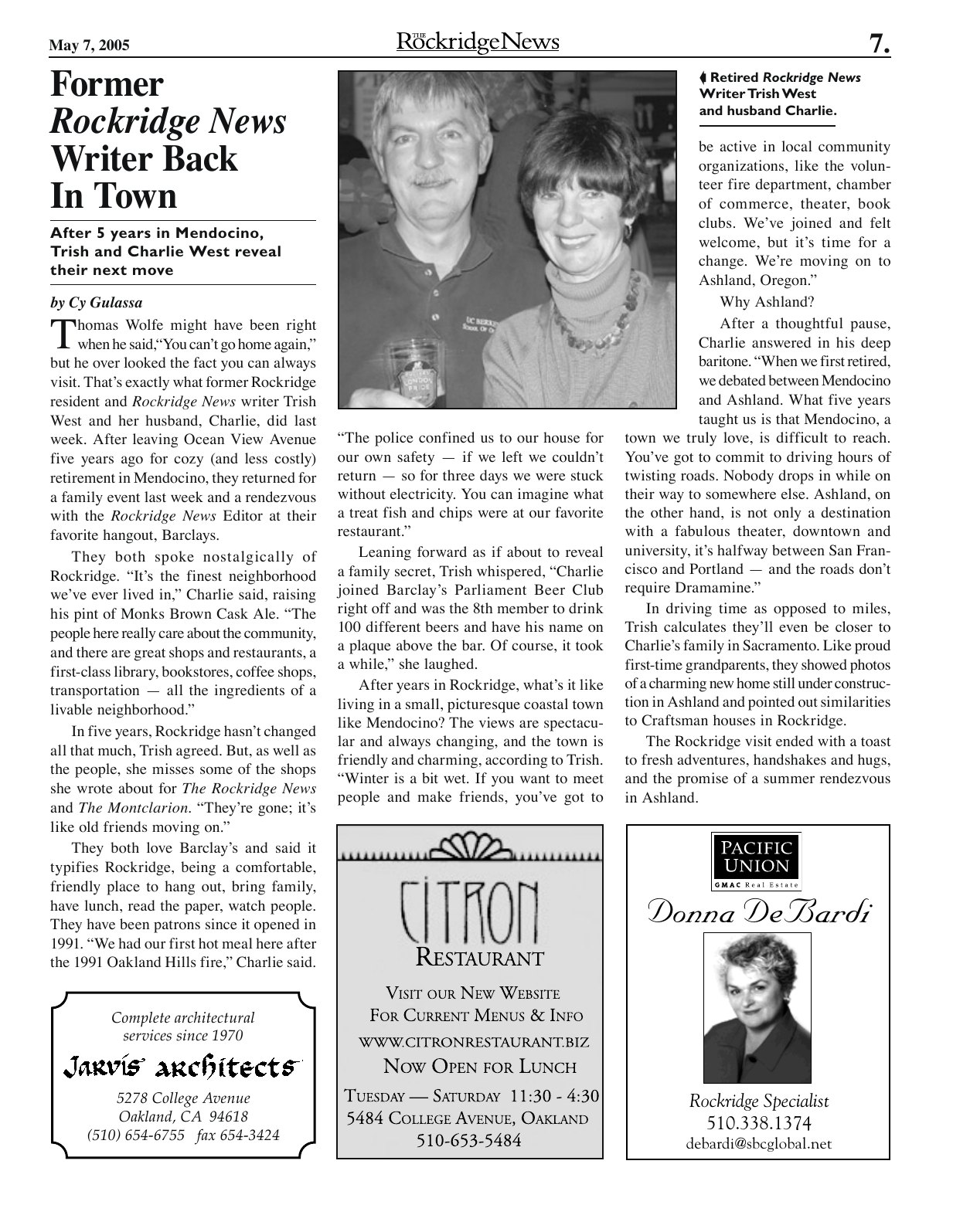 Click to zoom in The Rockridge News, May 2005, page 7