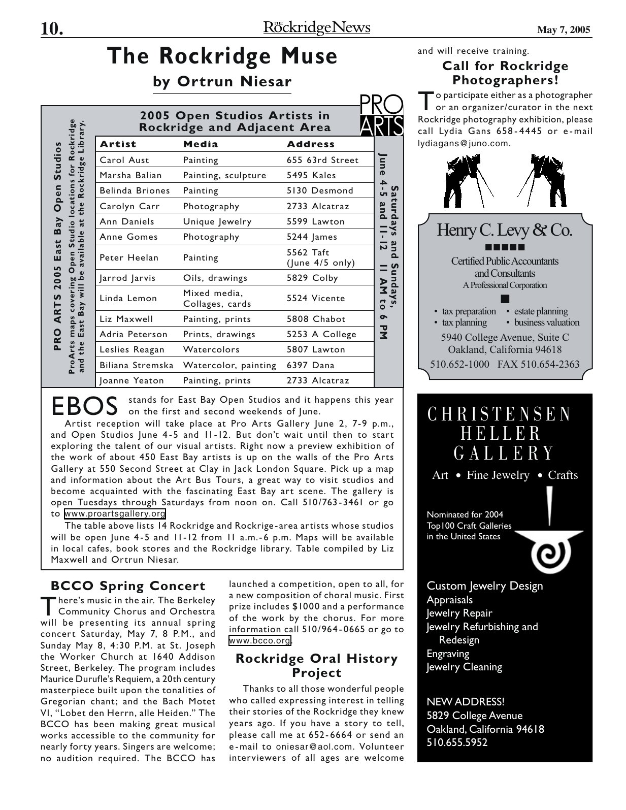 Click to zoom in The Rockridge News, May 2005, page 10