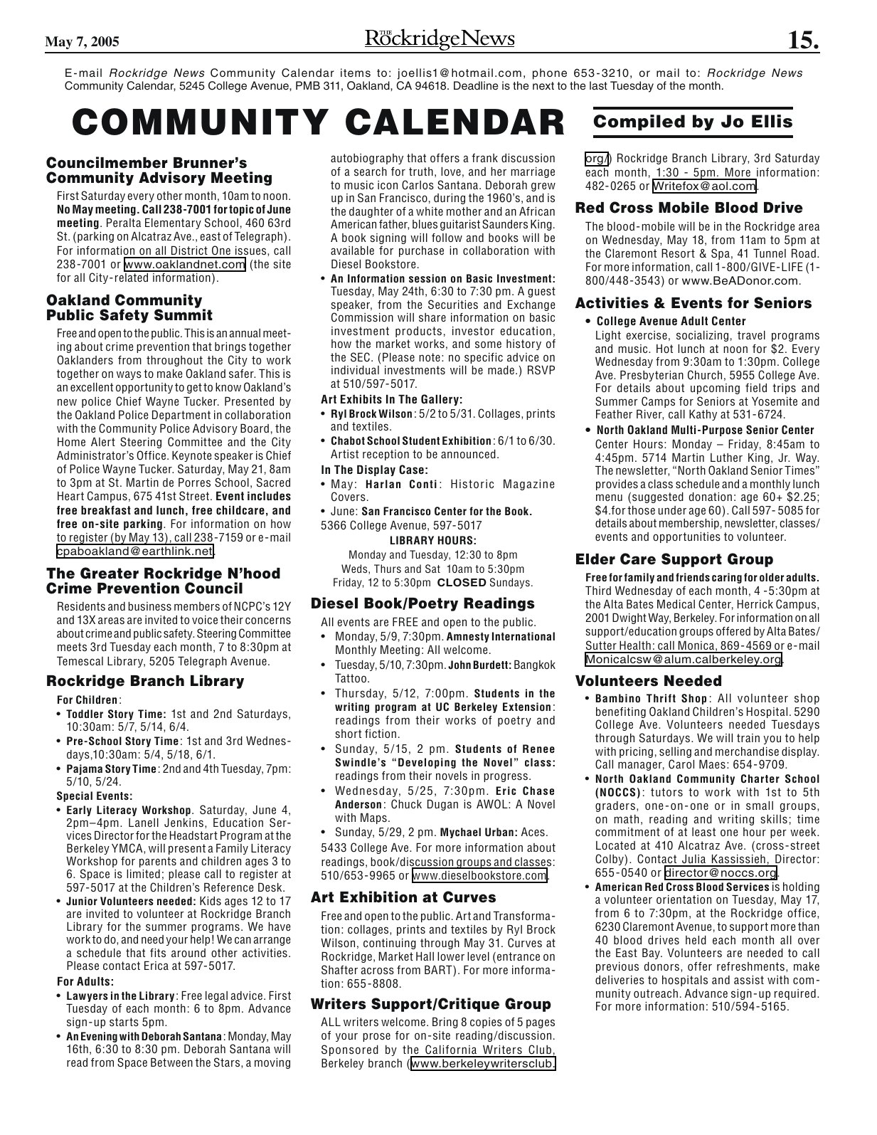 Click to zoom in The Rockridge News, May 2005, page 15