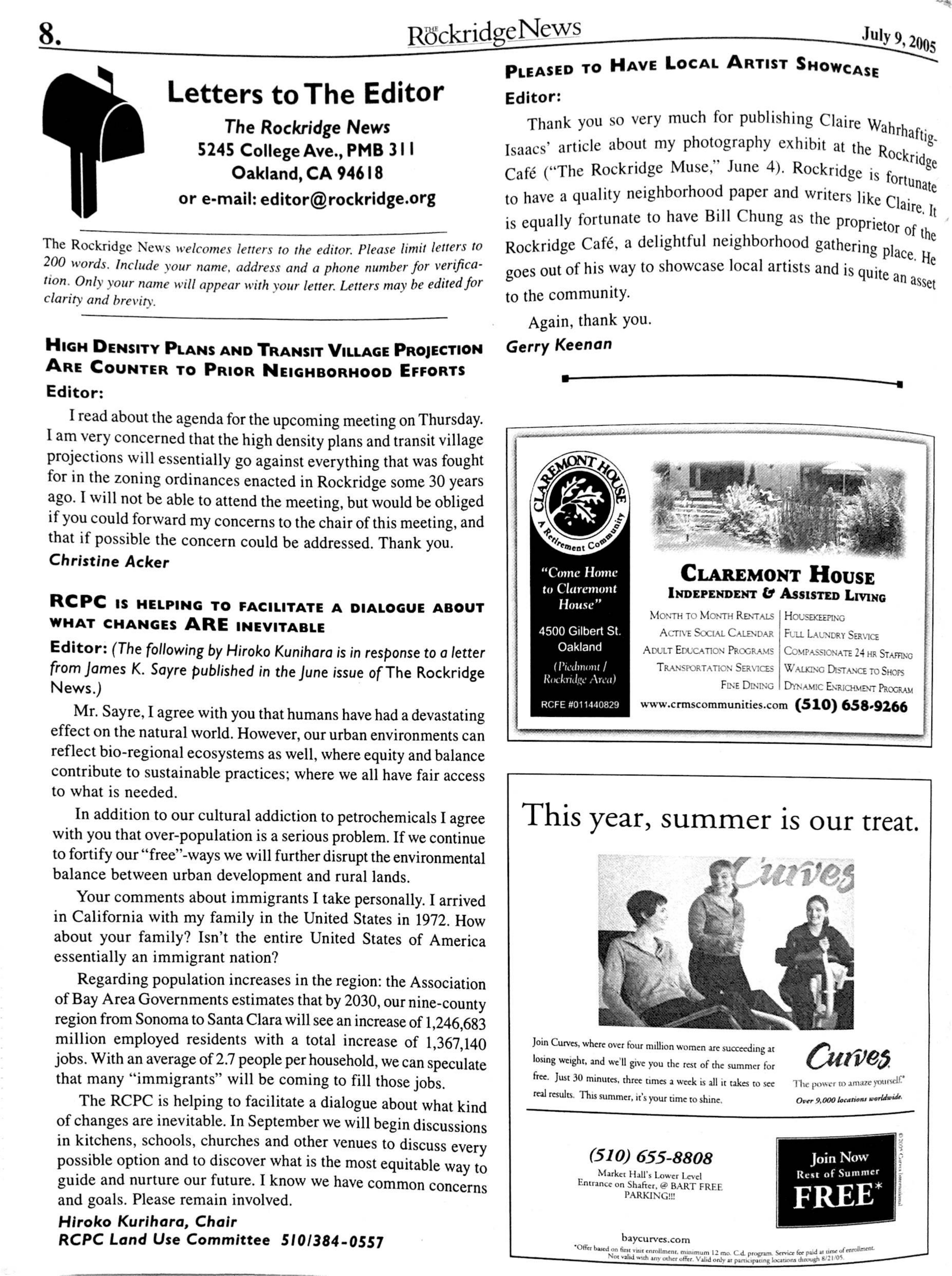 Click to zoom in The Rockridge News, June 2005, page 8