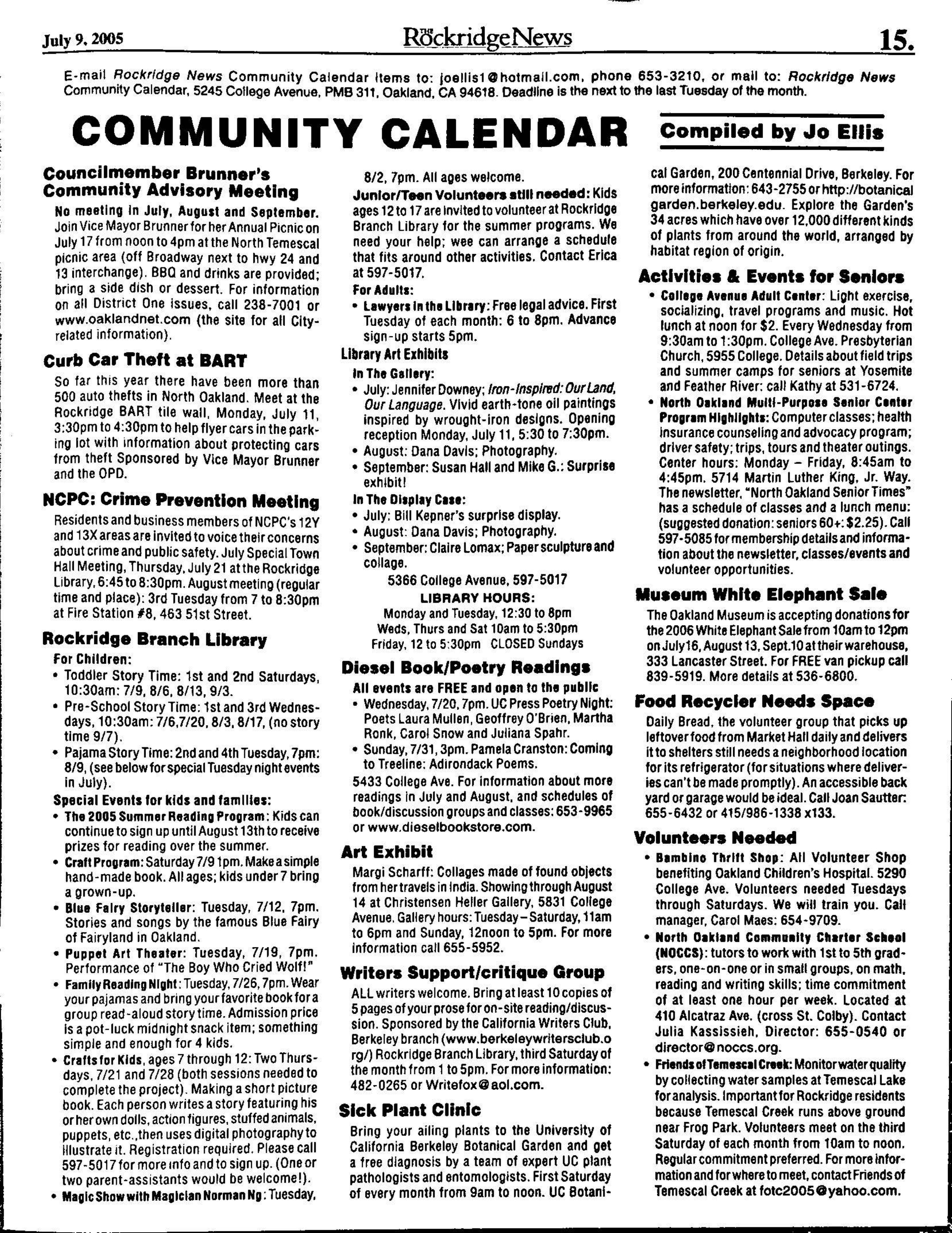Click to zoom in The Rockridge News, June 2005, page 15