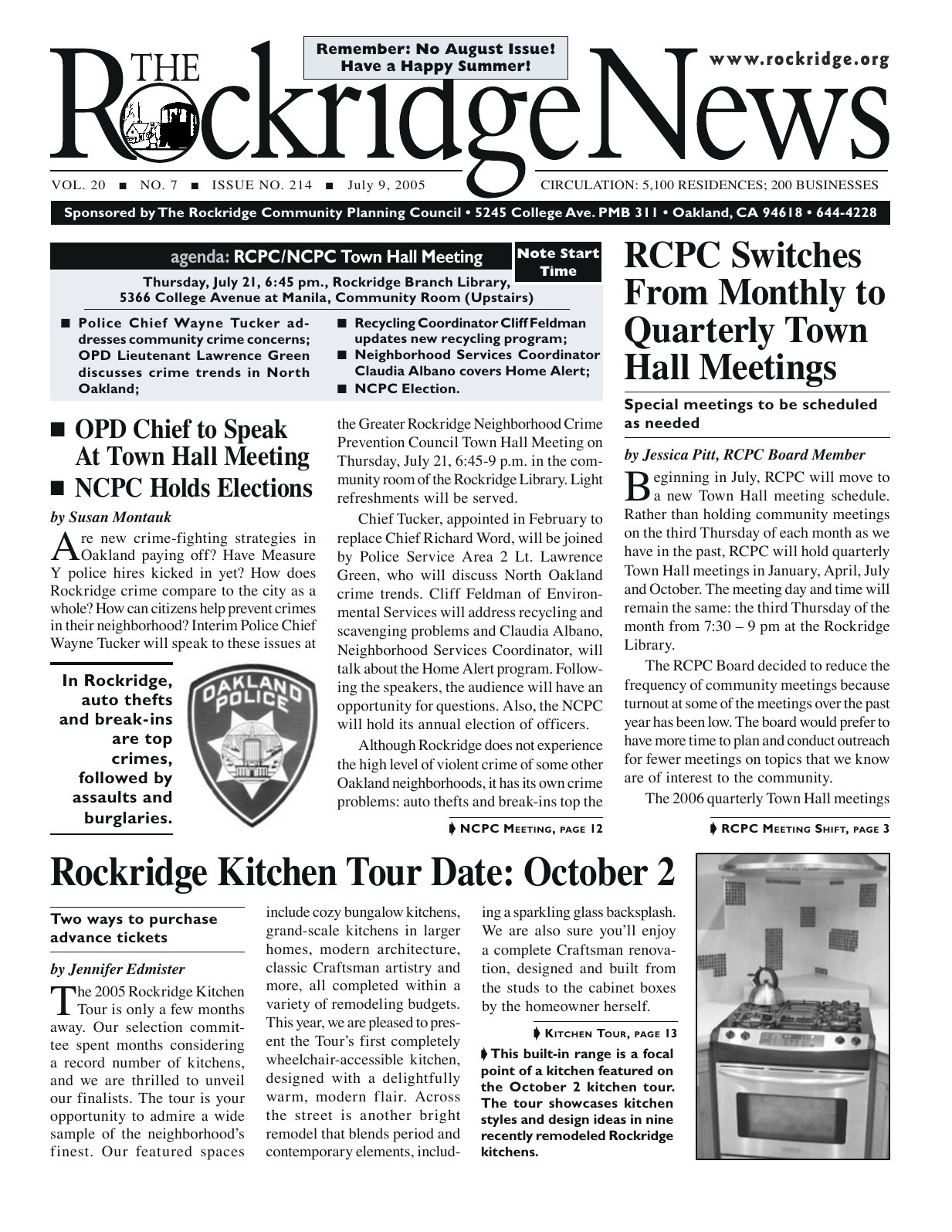 Click to zoom in The Rockridge News, July 2005, page 1