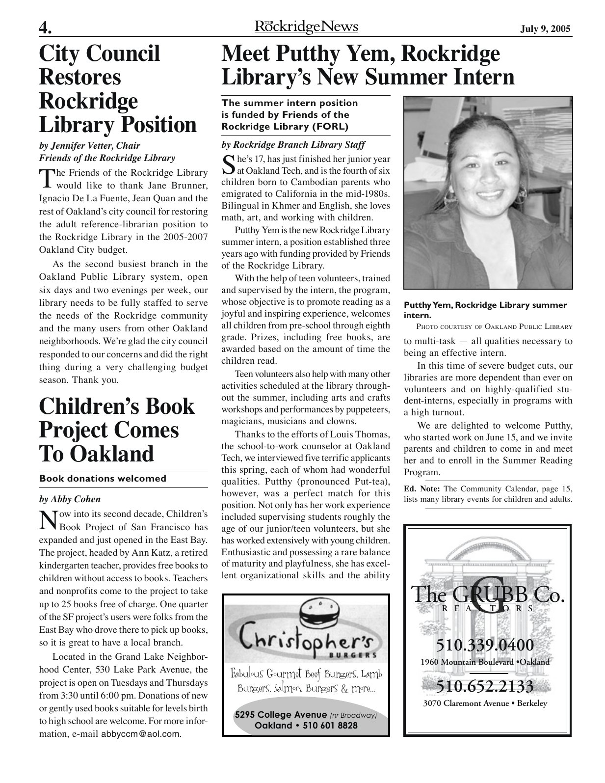Click to zoom in The Rockridge News, July 2005, page 4
