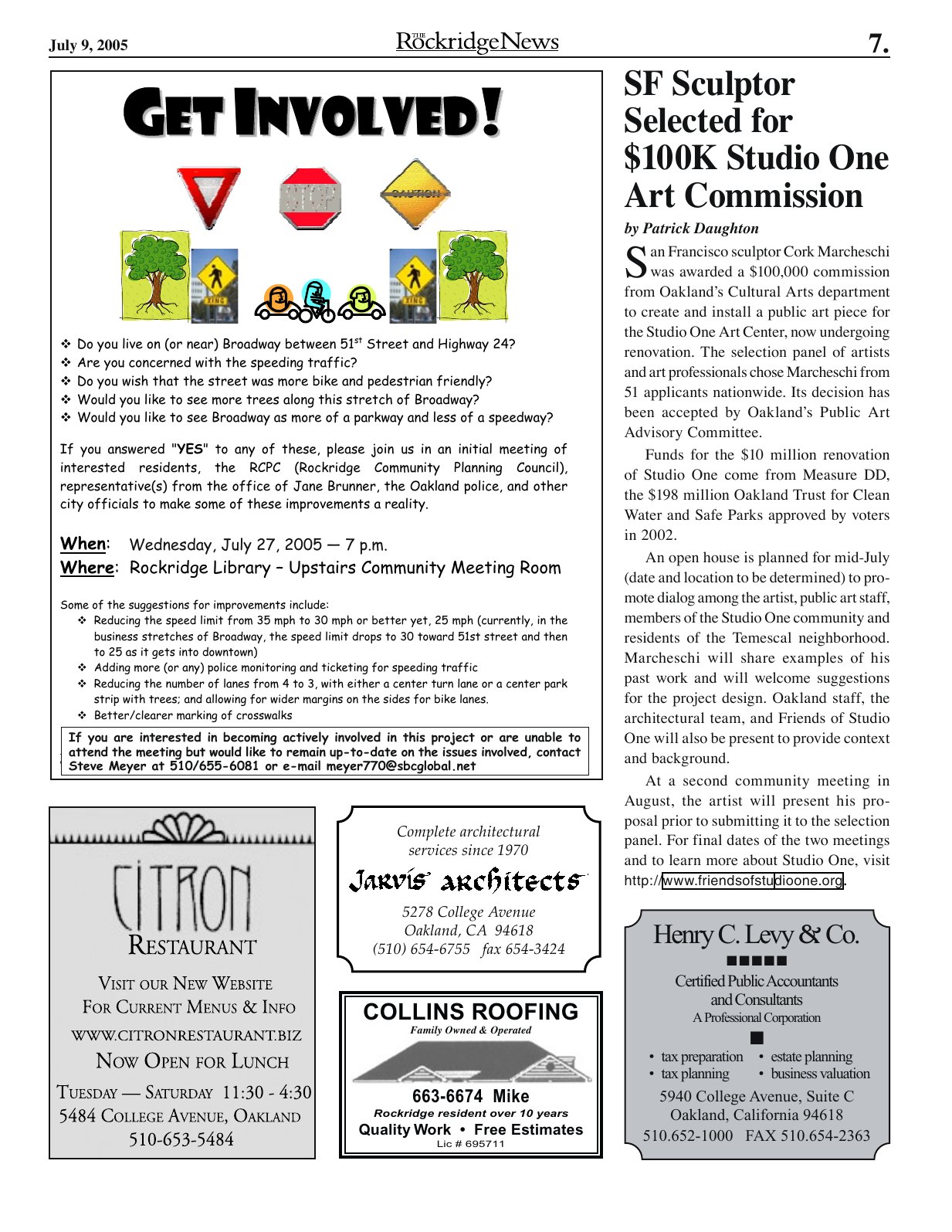 Click to zoom in The Rockridge News, July 2005, page 7