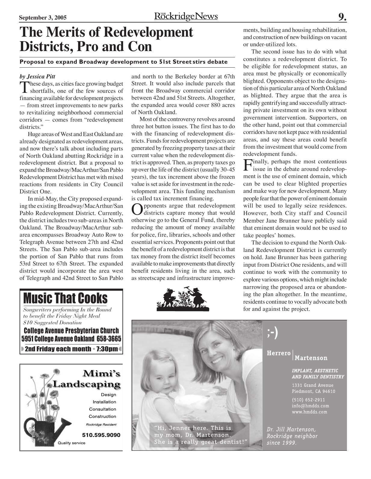 Click to zoom in The Rockridge News, September 2005, page 9