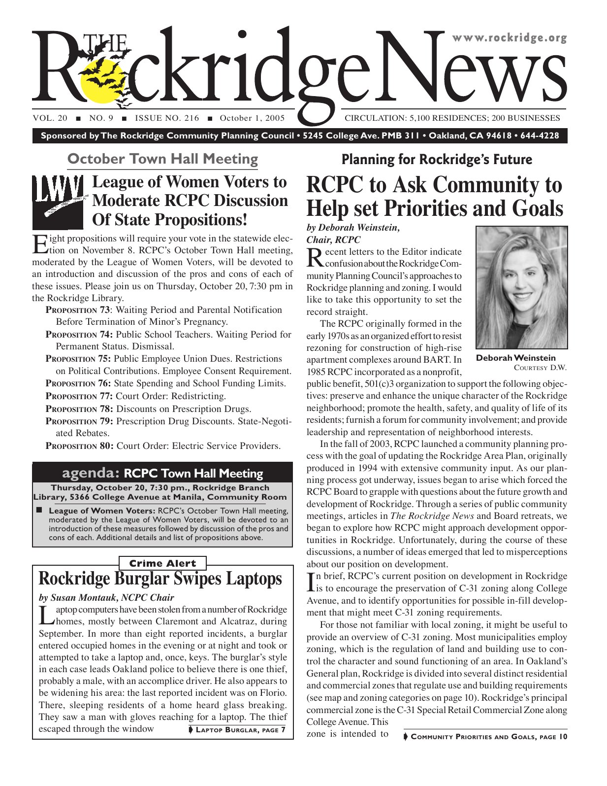 Click to zoom in The Rockridge News, October 2005, page 1