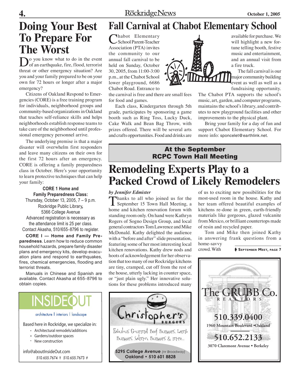 Click to zoom in The Rockridge News, October 2005, page 4