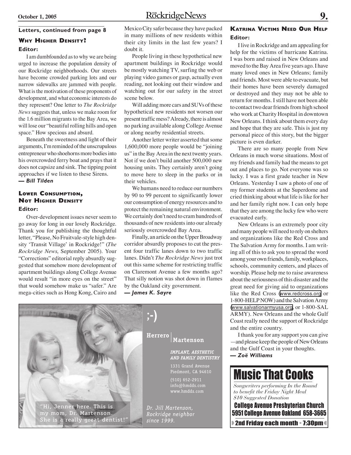 Click to zoom in The Rockridge News, October 2005, page 9