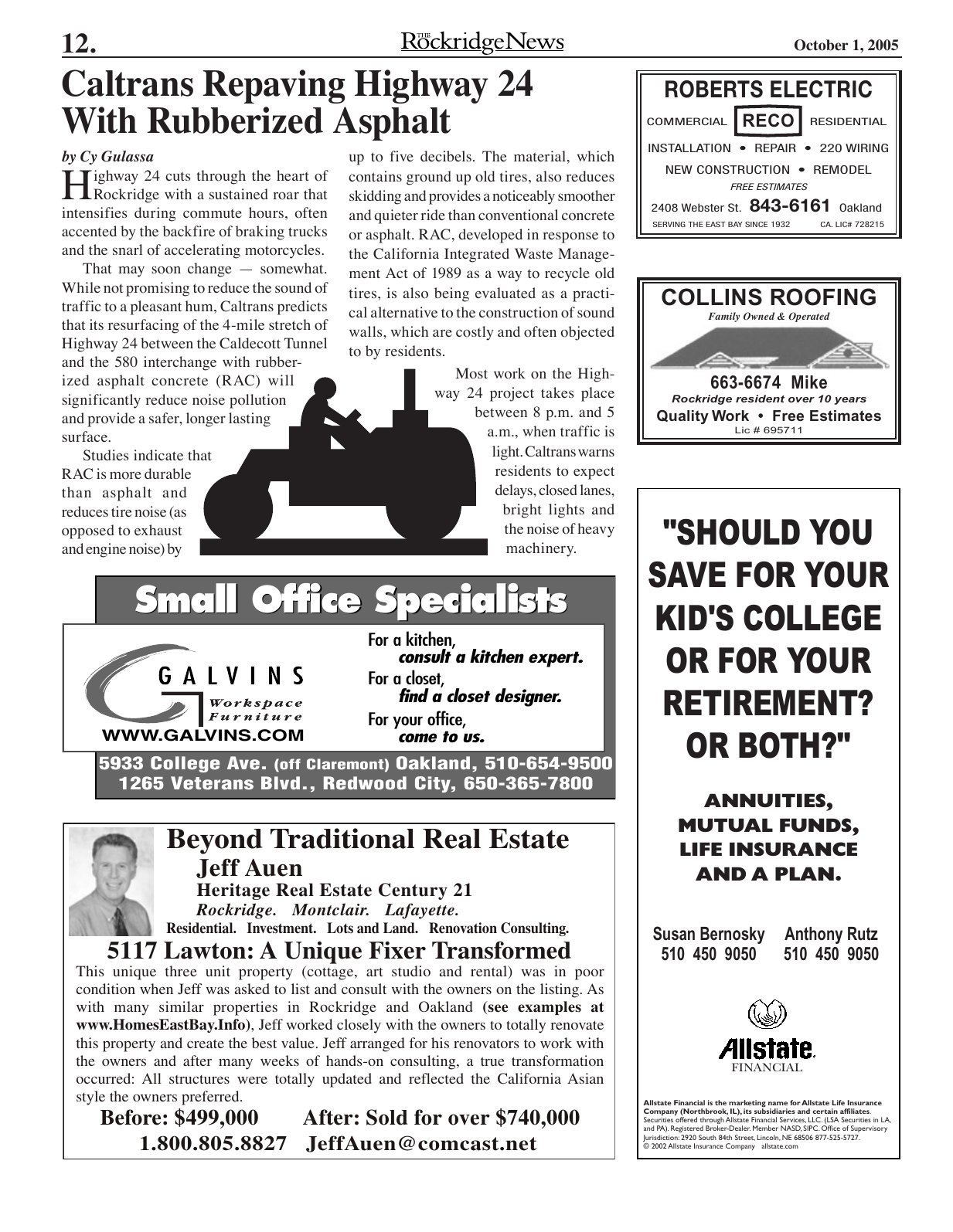 Click to zoom in The Rockridge News, October 2005, page 12