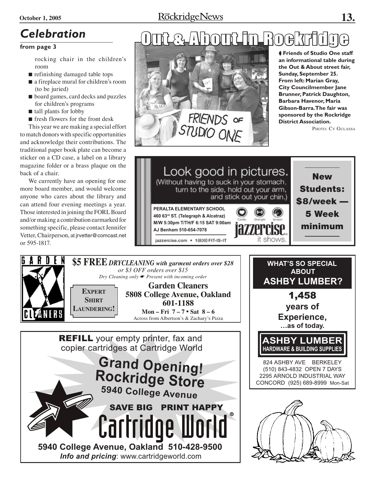 Click to zoom in The Rockridge News, October 2005, page 13
