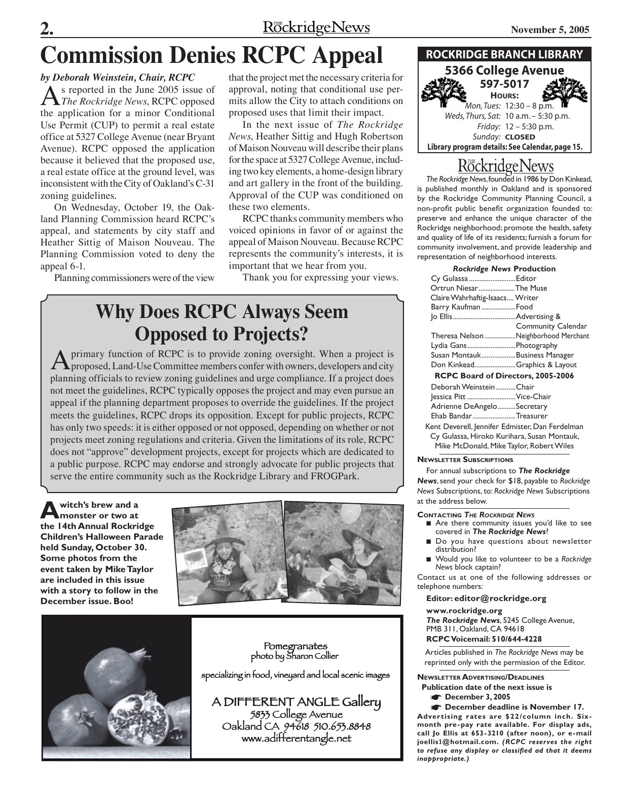 The Rockridge News, November 2005, page 2