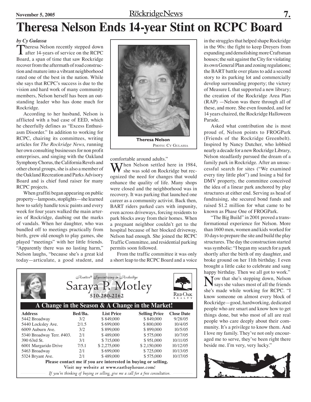 Click to zoom in The Rockridge News, November 2005, page 7