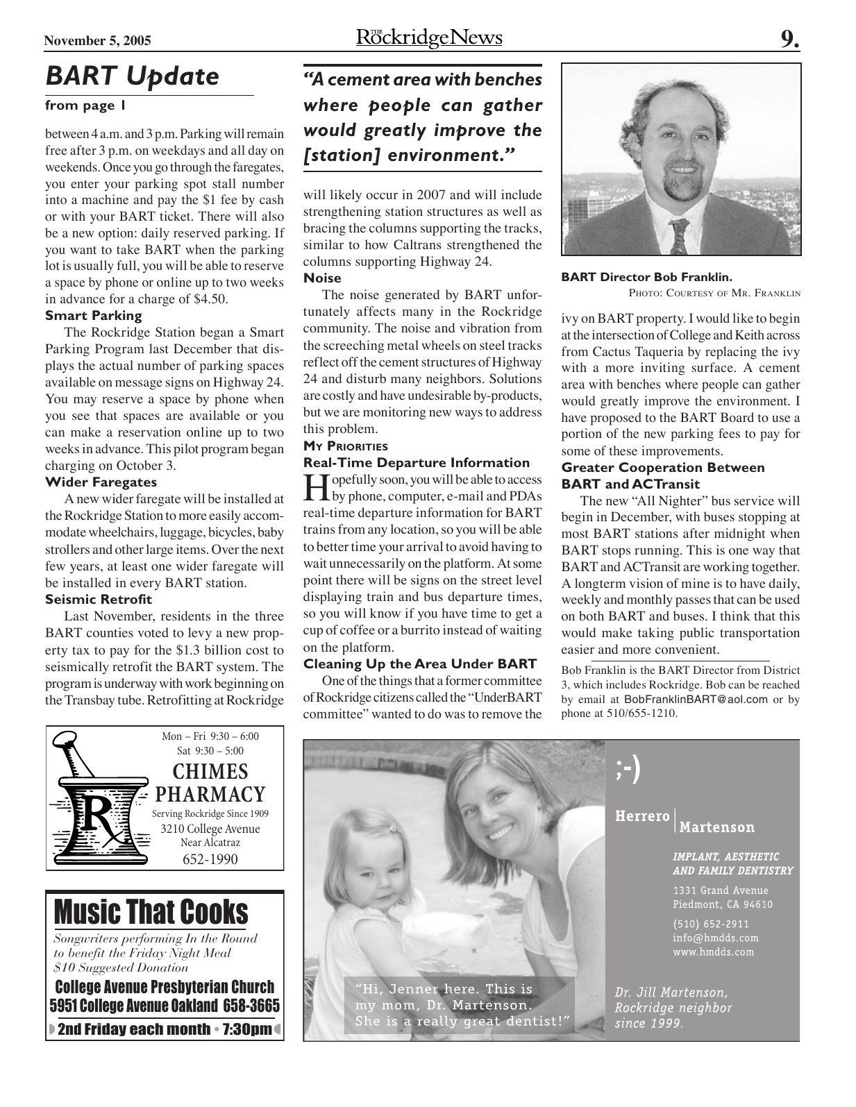 Click to zoom in The Rockridge News, November 2005, page 9