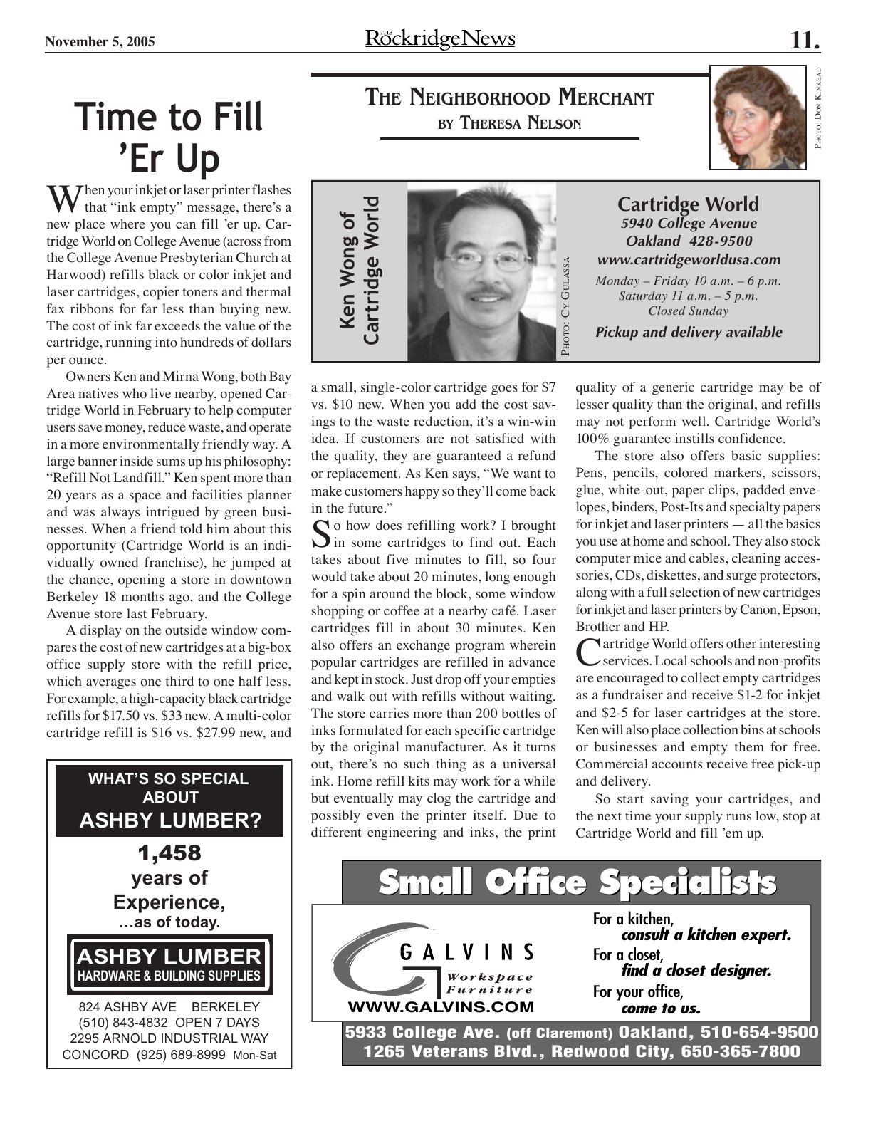 Click to zoom in The Rockridge News, November 2005, page 11